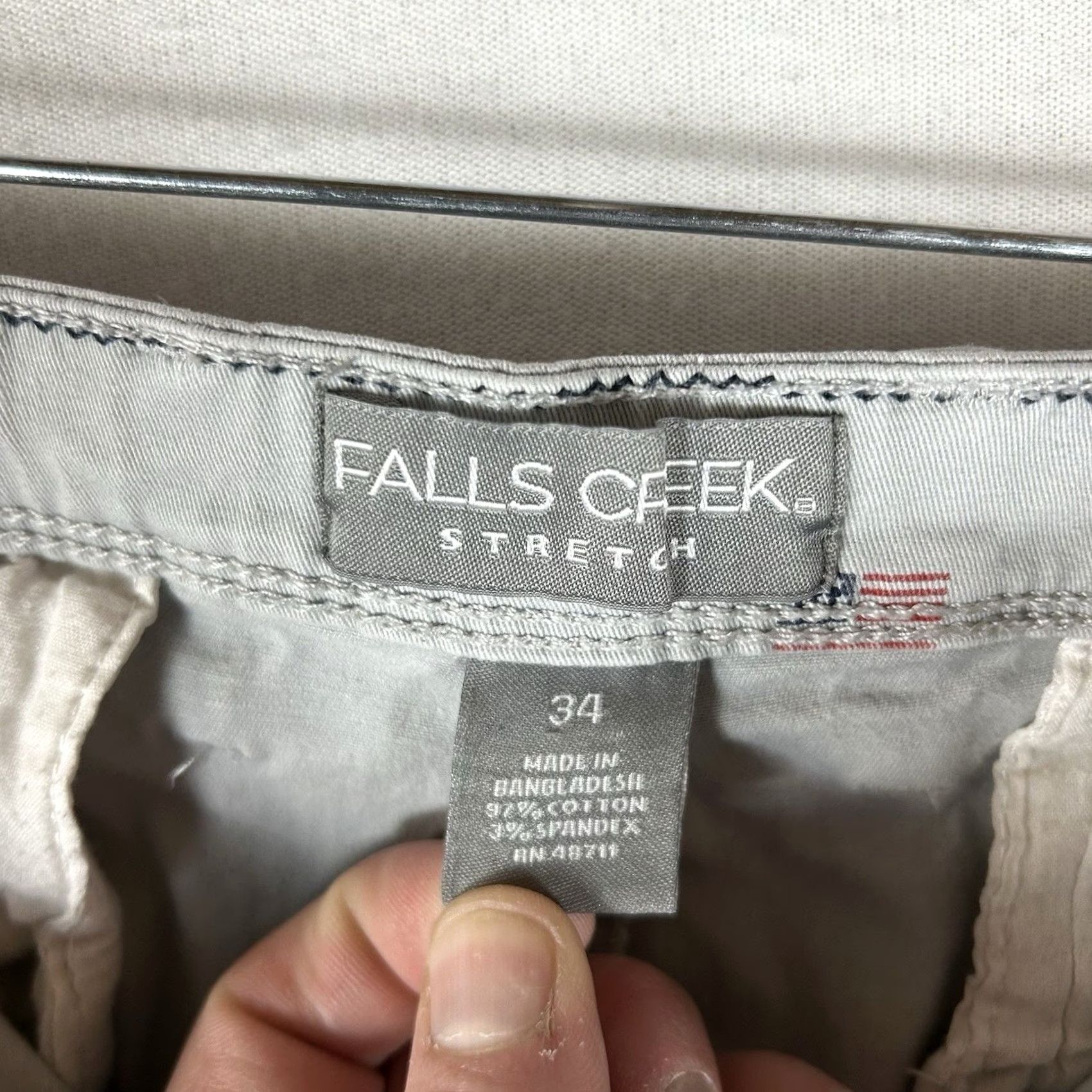 Vintage Falls Creek Mens 34 Gray Chino Shorts Mid Rise USA Flag Pattern 11in Inseam Everyday Casual Shorts Size US 34 / EU 50 - 3 Thumbnail