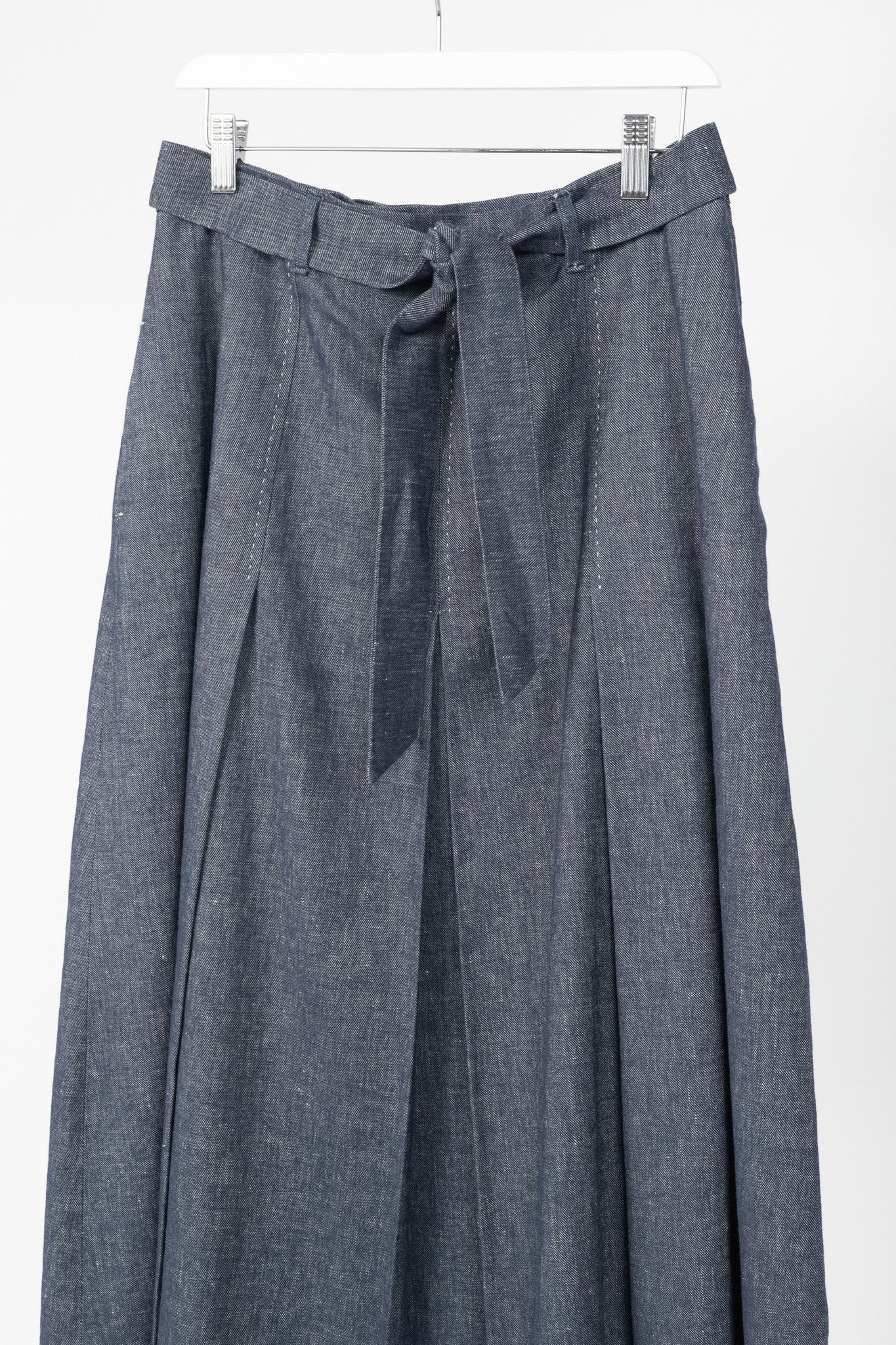 Max Mara Max Mara Studio Linen/Cotton Denim Belted Pleated Midi Skirt Size 31" - 3 Thumbnail