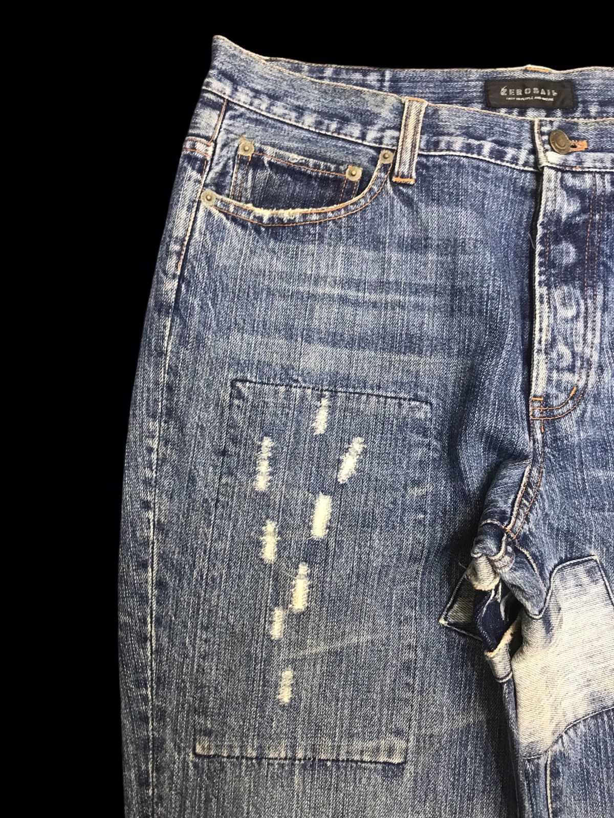 Designer 💥DENIM ART💥ZEROSAIL Japan Distressed Patchwork Denim F176 Size US 34 / EU 50 - 4 Thumbnail