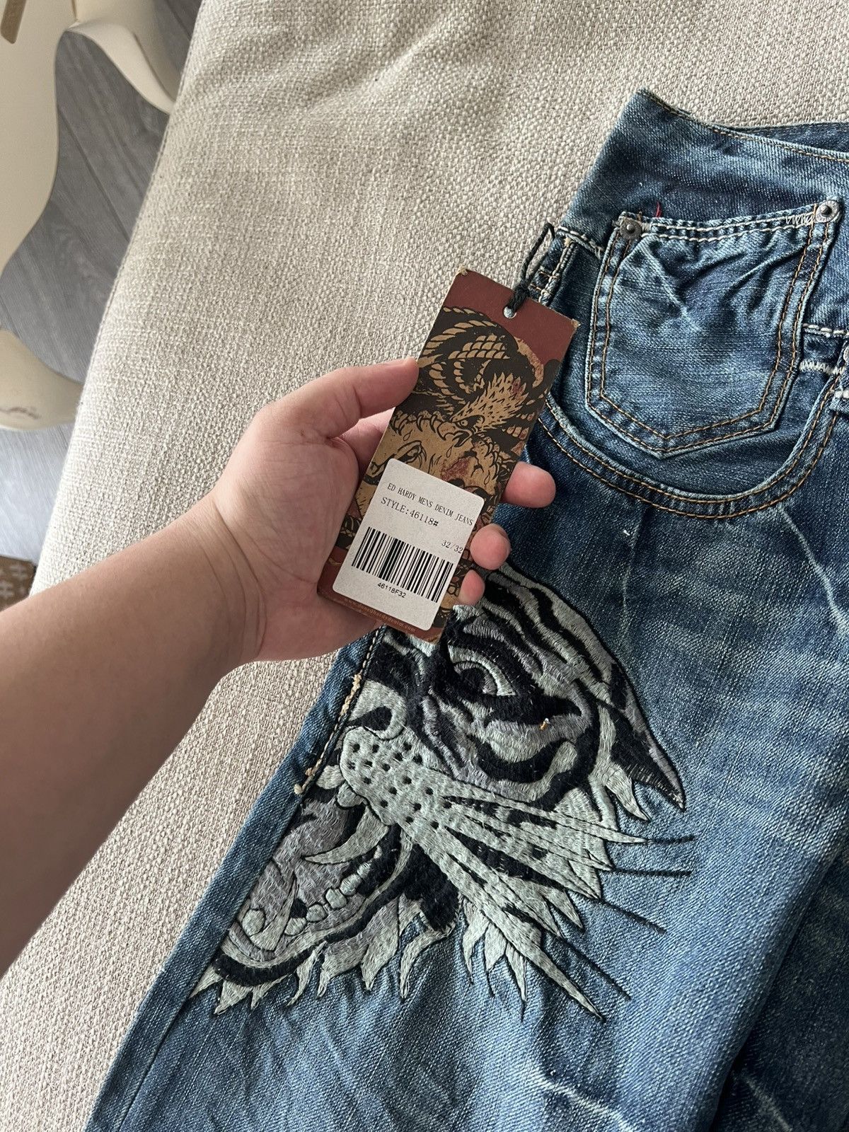 Ed Hardy Vintage Ed Hardy Tiger Denim Jeans Y2K by Christian Audigier Size US 32 / EU 48 - 10 Thumbnail