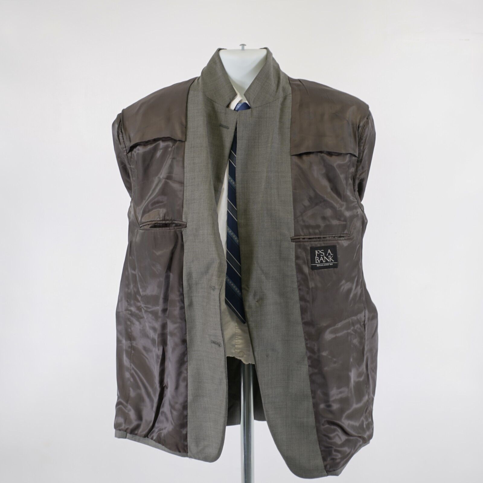 Jos. A. Bank Jos A Bank Textured Wool Beige Black Star Check 44R Blazer 2 Size 44R - 10 Thumbnail