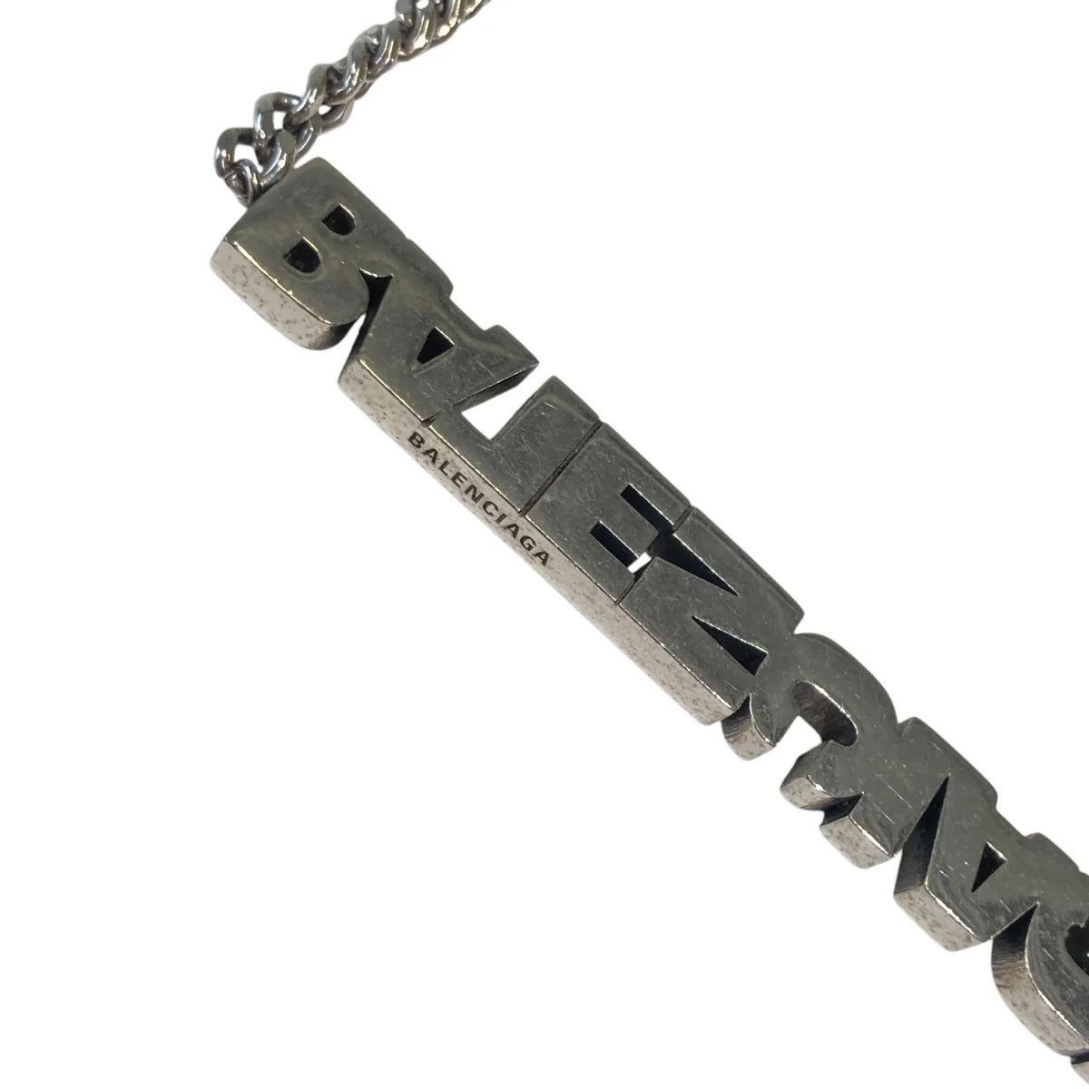 Balenciaga SS22 Typo Logo .925 Silver Necklace Size ONE SIZE - 2 Thumbnail