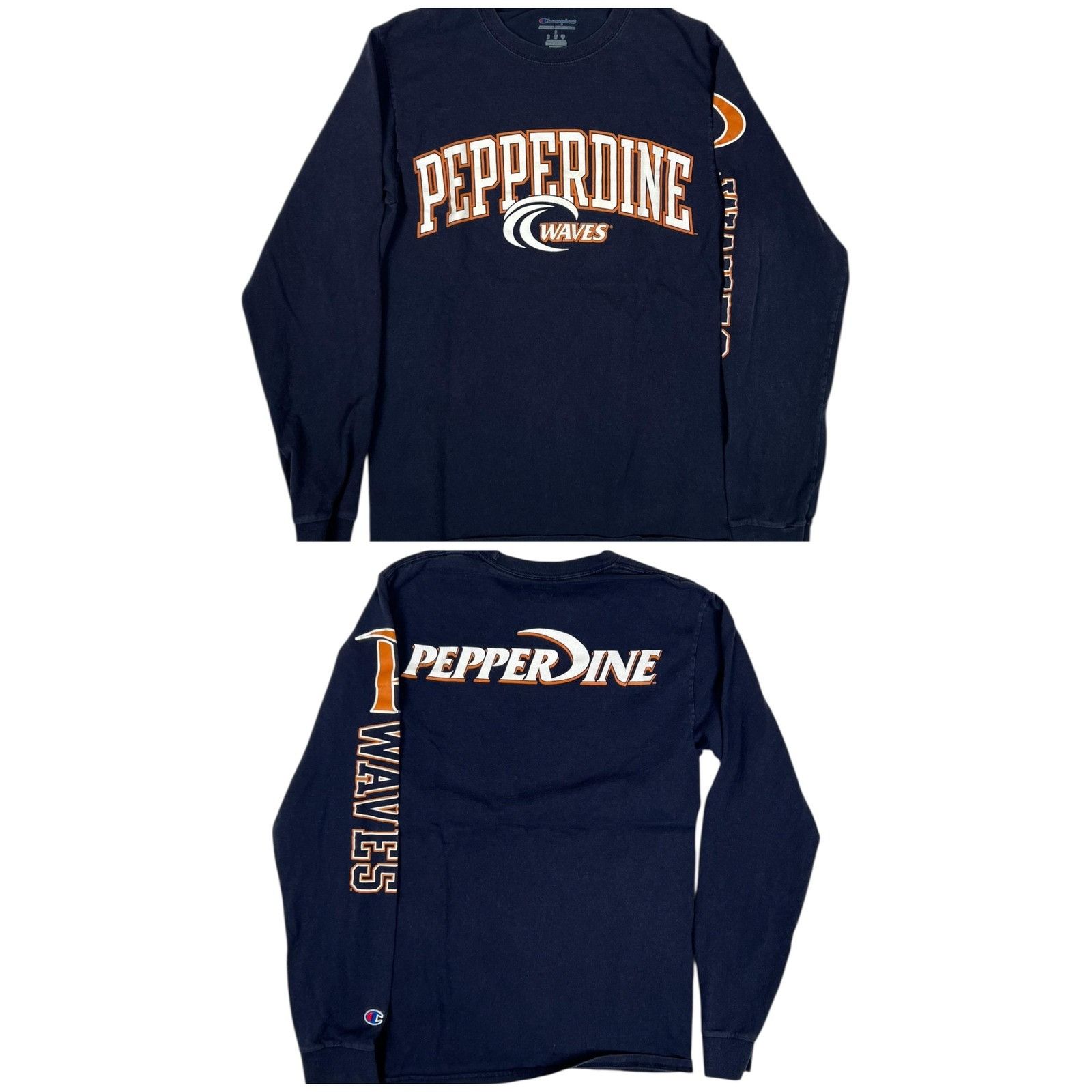 Champion Vintage Pepperdine Waves Long Sleeve Shirt Size Small Navy B Size US S / EU 44-46 / 1 - 1 Thumbnail