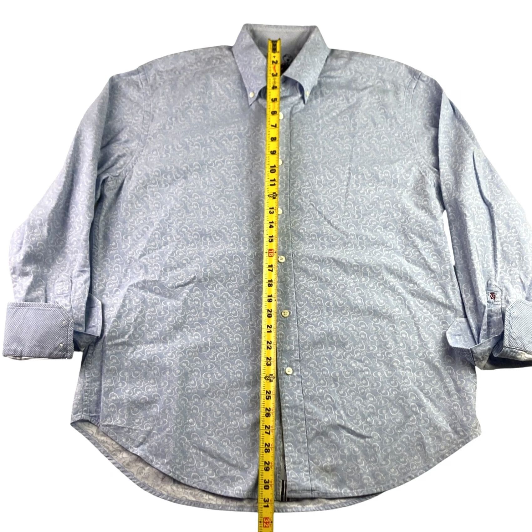 Robert Graham Robert Graham Men's Dress Shirt Blue XL Flip Cuff Money Bags Long Sleeve Size 46R - 5 Thumbnail