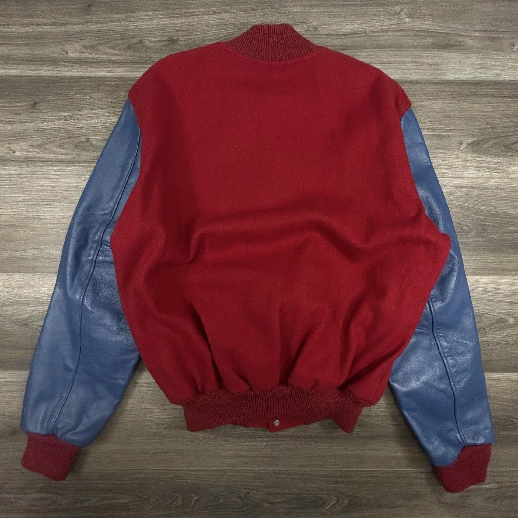 Holloway VINTAGE Holloway Jacket Mens XL 48 Wool Varsity Bomber Red USA Detroit Pistons Embroidered D Patch College Sports School Gridiron Fall Winter Casual Size US M / EU 48-50 / 2 - 2 Thumbnail