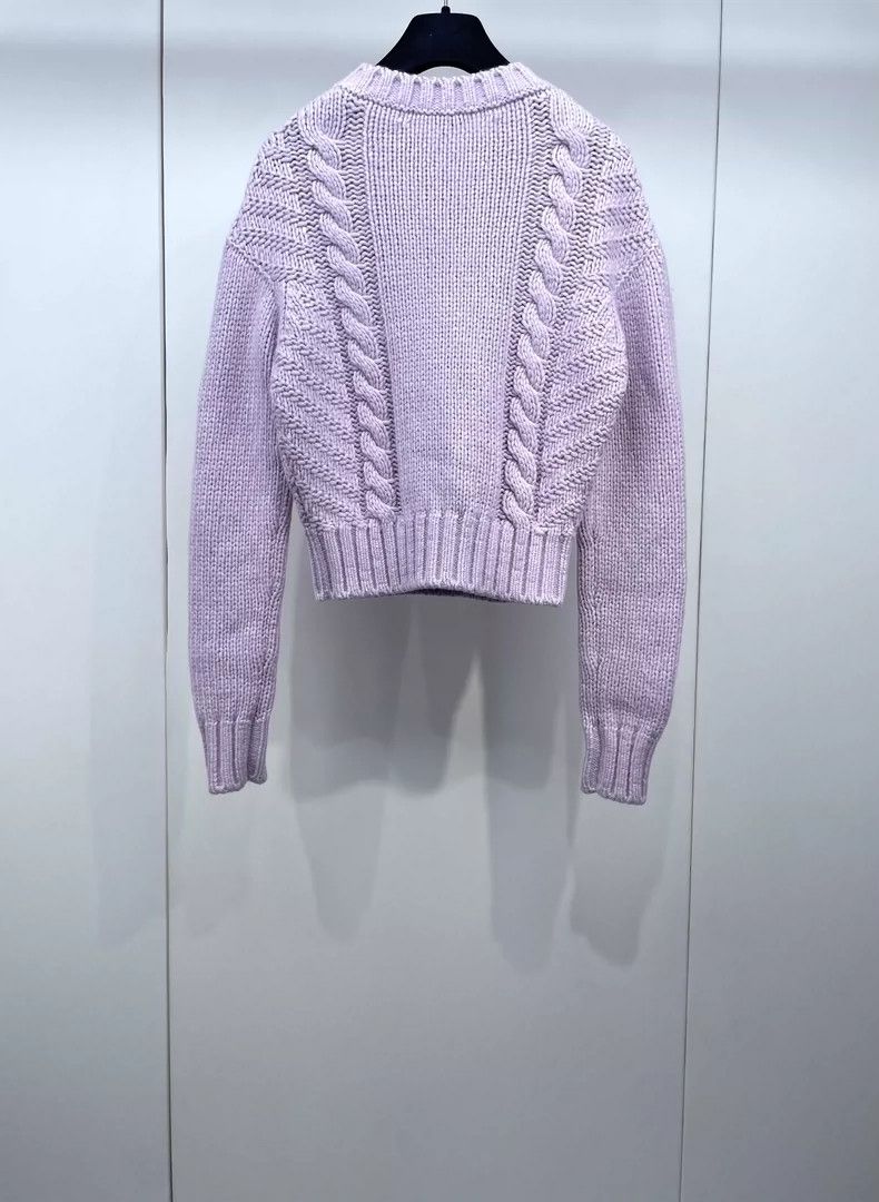 Chanel Chanel Pink and purple cashmere knitted jacquard sweater Size XXS / US 00 / IT 34 - 2 Thumbnail