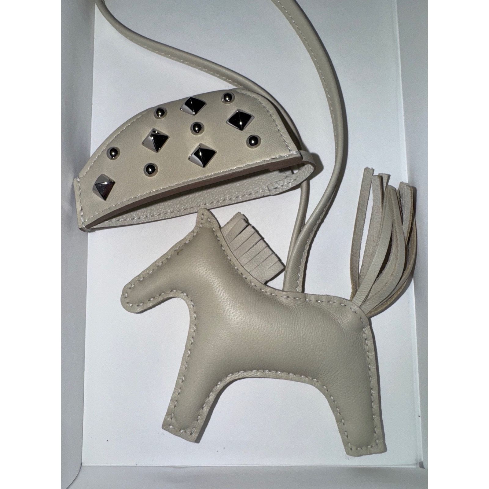 Hermes Hermes Horse Silver Studded Milo Leather Bag Charm Size ONE SIZE - 9 Thumbnail