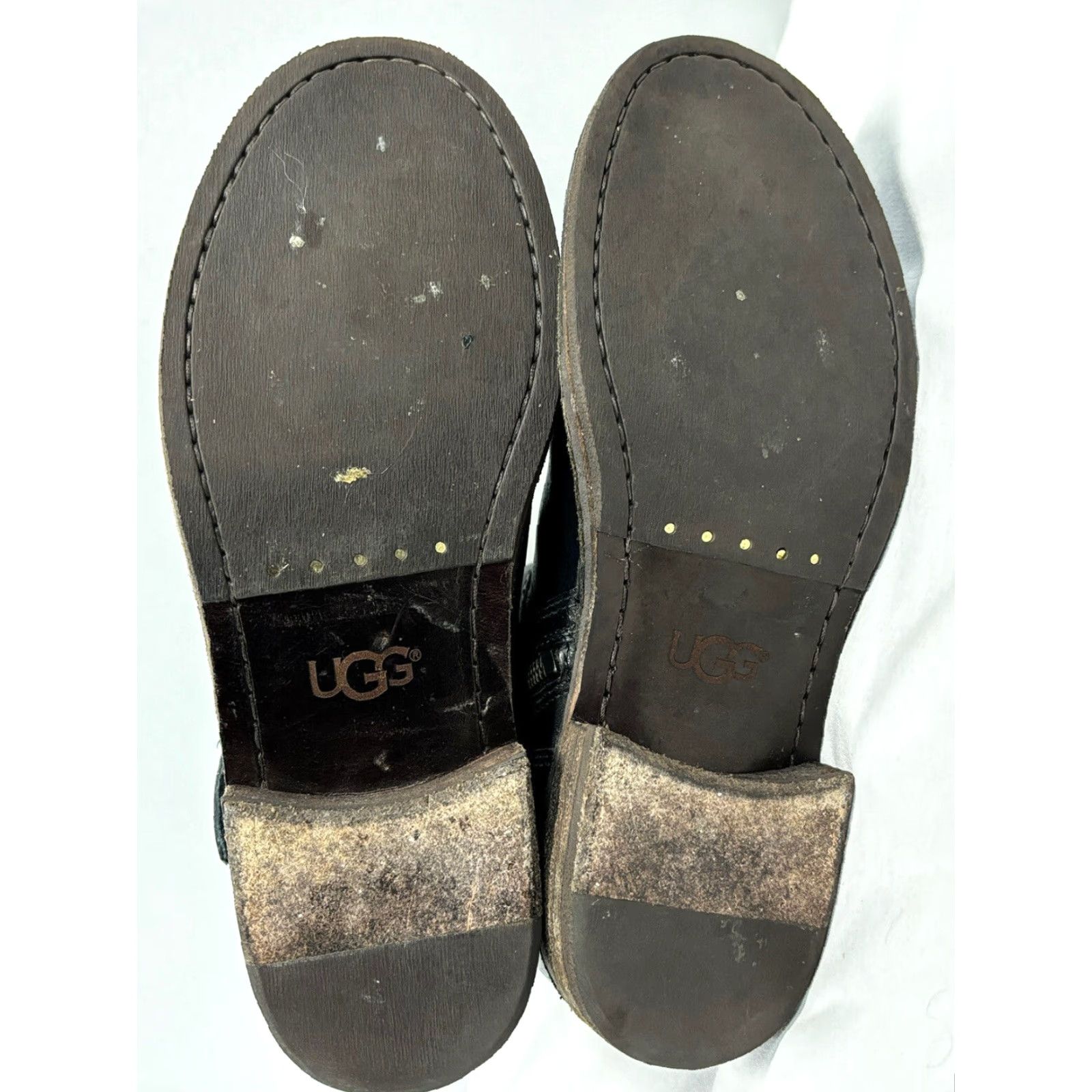 Ugg UGG Boots Women 7.5 Leather Moto Combat Ankle Black Sheepskin Lined Size US 7.5 / IT 37.5 - 5 Thumbnail