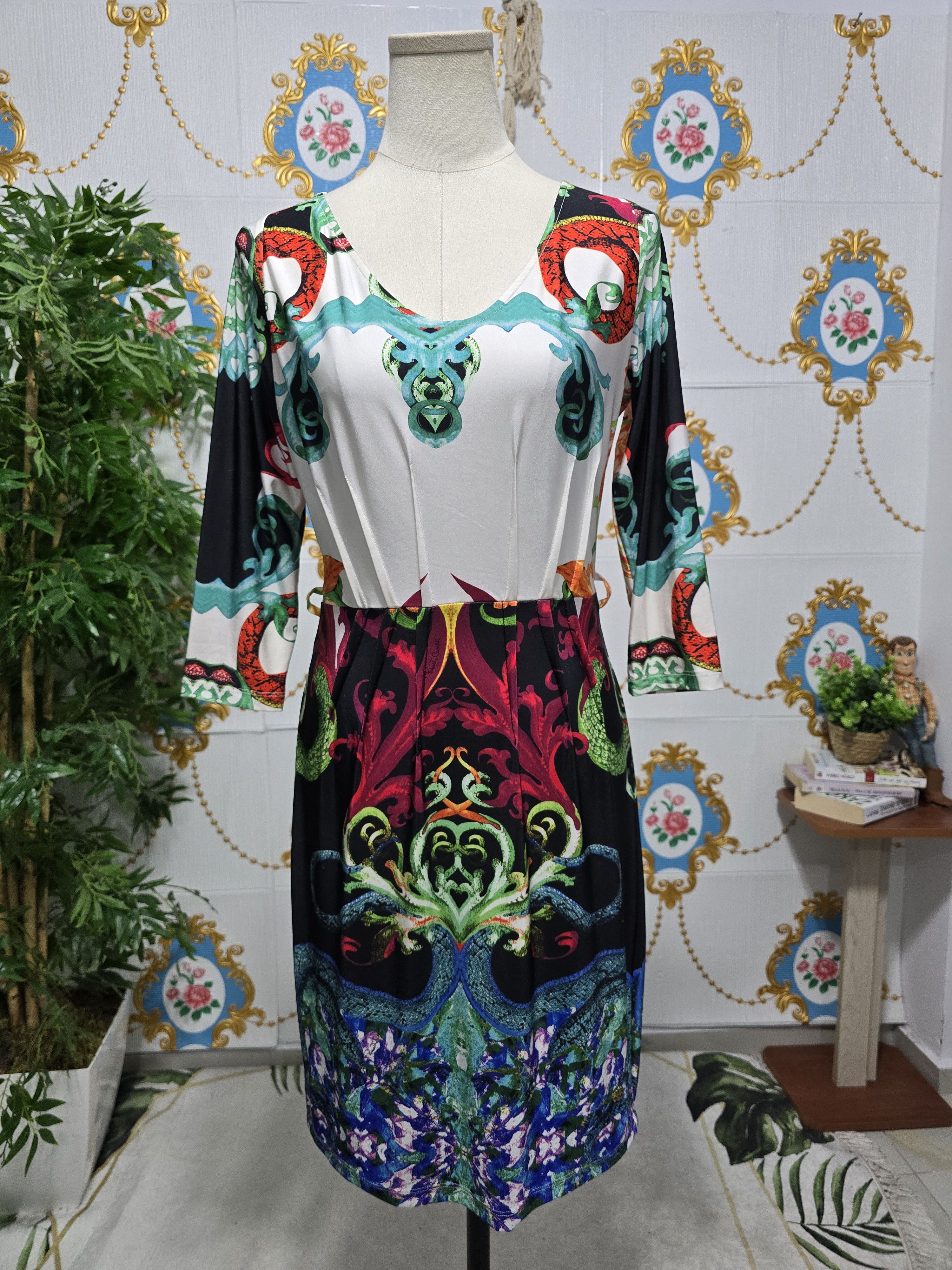 Roberto Cavalli Roberto Cavalli dress intricate print with baroque and snake Size M / US 6-8 / IT 42-44 - 1 Thumbnail