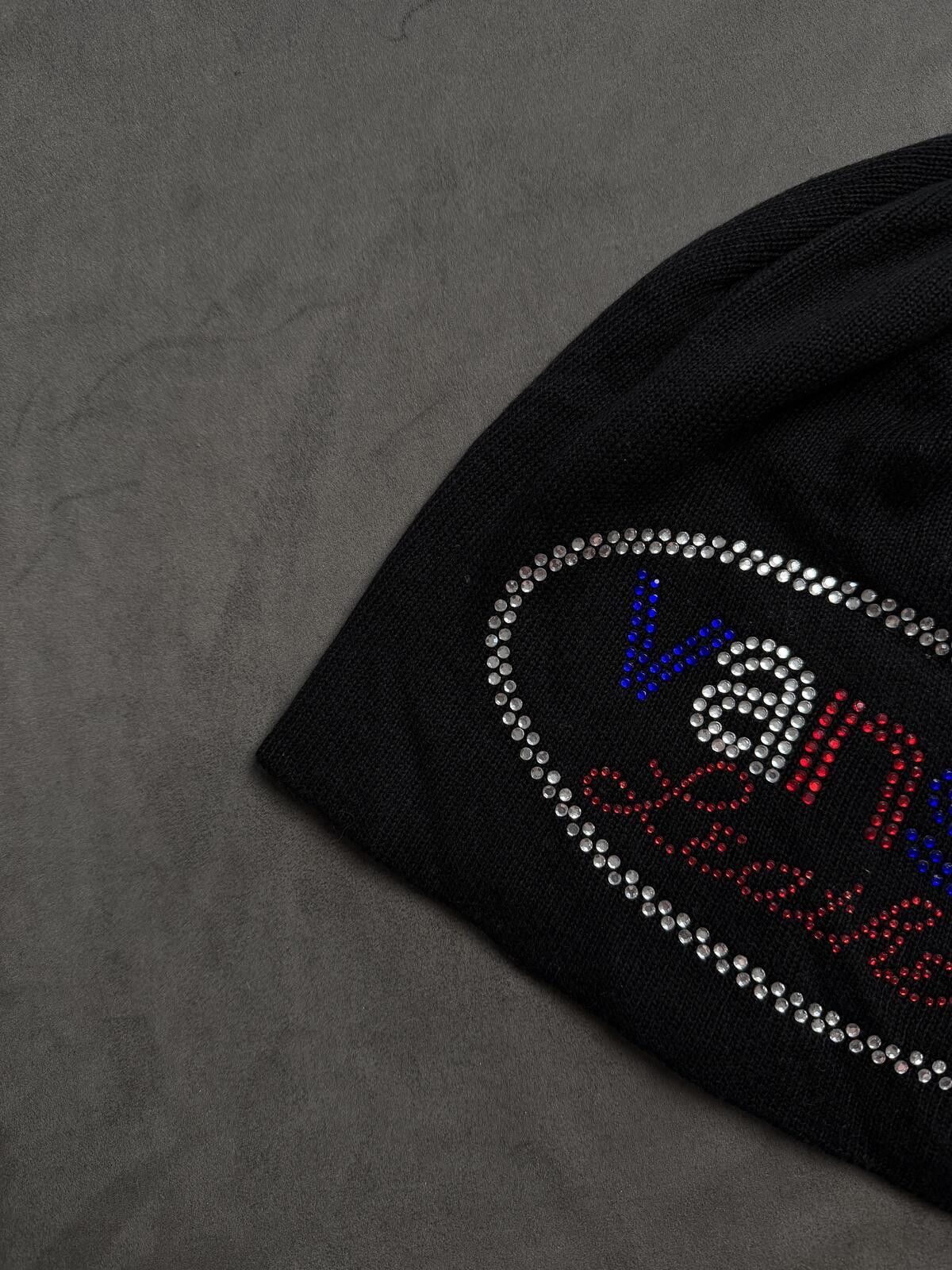 Vanson Leathers Vtg Vanson Leathers Rhinestone Logo No Cuff Knit Beanie Hat Size ONE SIZE - 3 Thumbnail