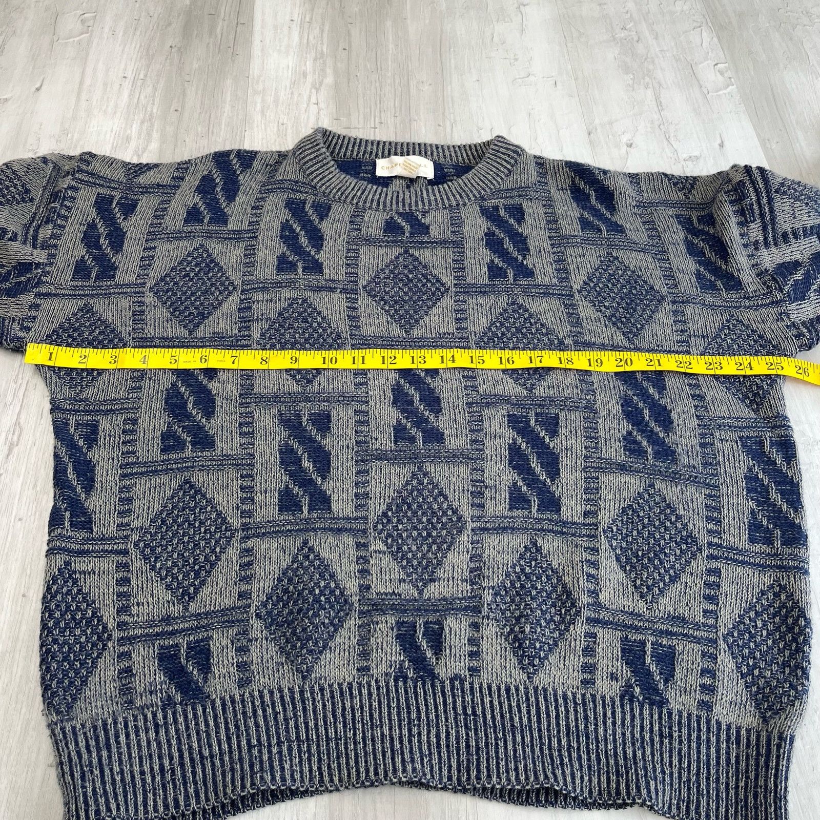 Other Vintage Chapel Hill Gray Blue Long Sleeve Geometric Sweater Size US XL / EU 56 / 4 - 5 Thumbnail