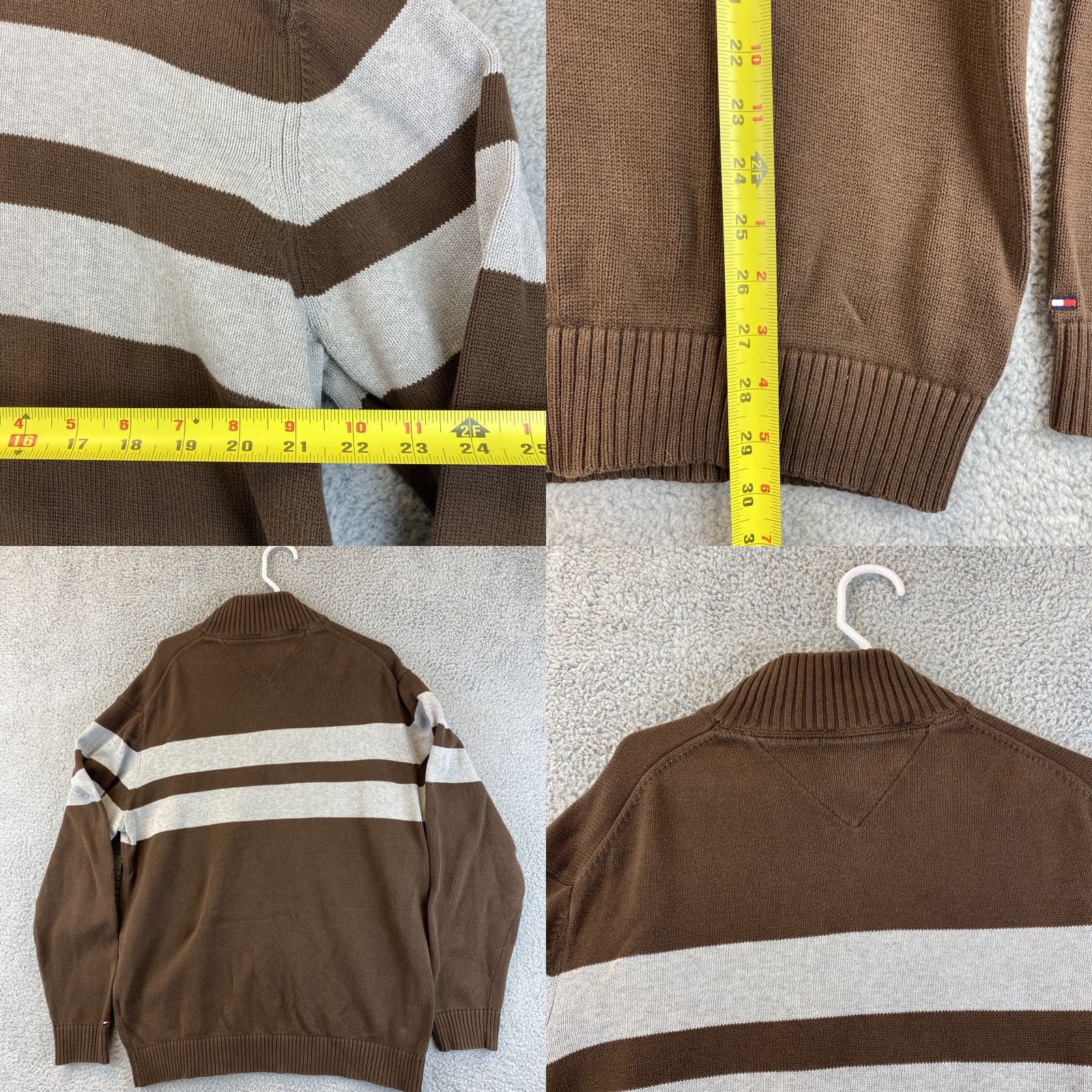 Tommy Hilfiger vintage Tommy Hilfiger brown 1/4 zip Sweater XL Stripes/ 53-5 Size US XL / EU 56 / 4 - 8 Thumbnail