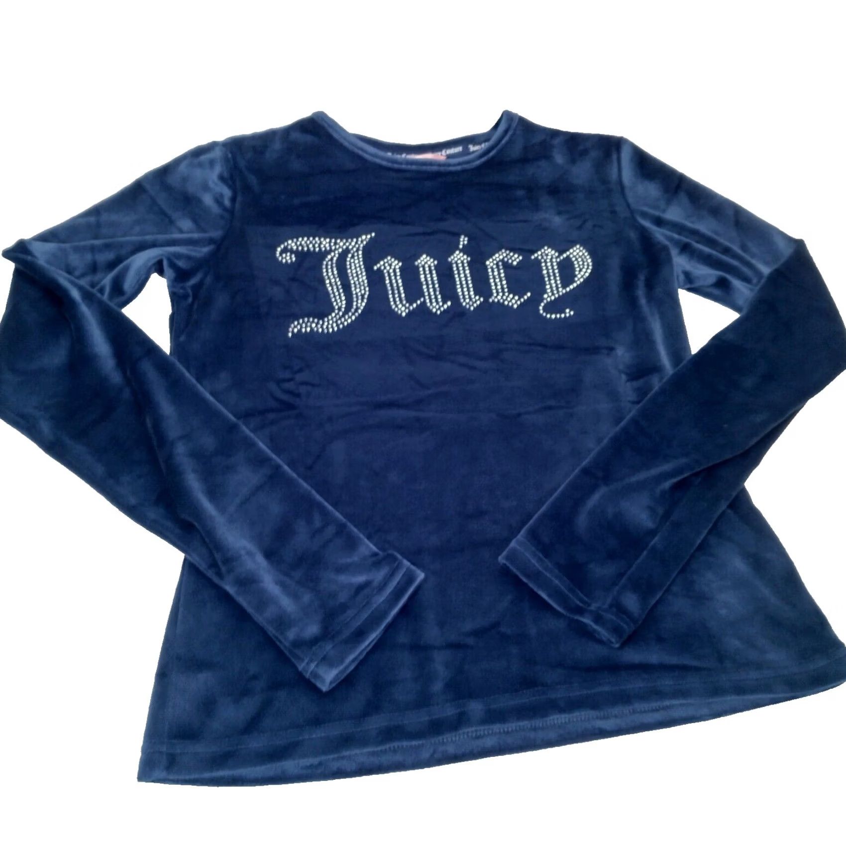 Juicy Couture Juicy Couture Sleepwear Shirt Small Blue Velour Rhinestone Bling Long Sleeve Y2K Womens Pajama Top Size S / US 4 / IT 40 - 2 Thumbnail