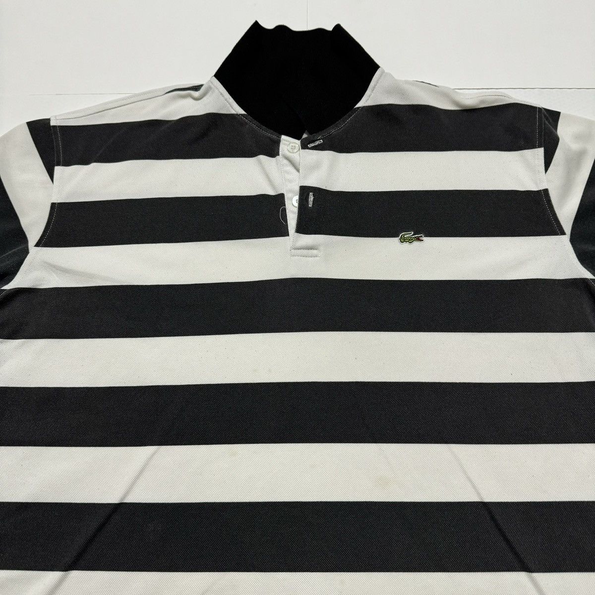 Lacoste × Vintage Lacoste Vintage Black White Striped Polo Rugby Golf Shirt Size US XL / EU 56 / 4 - 4 Thumbnail