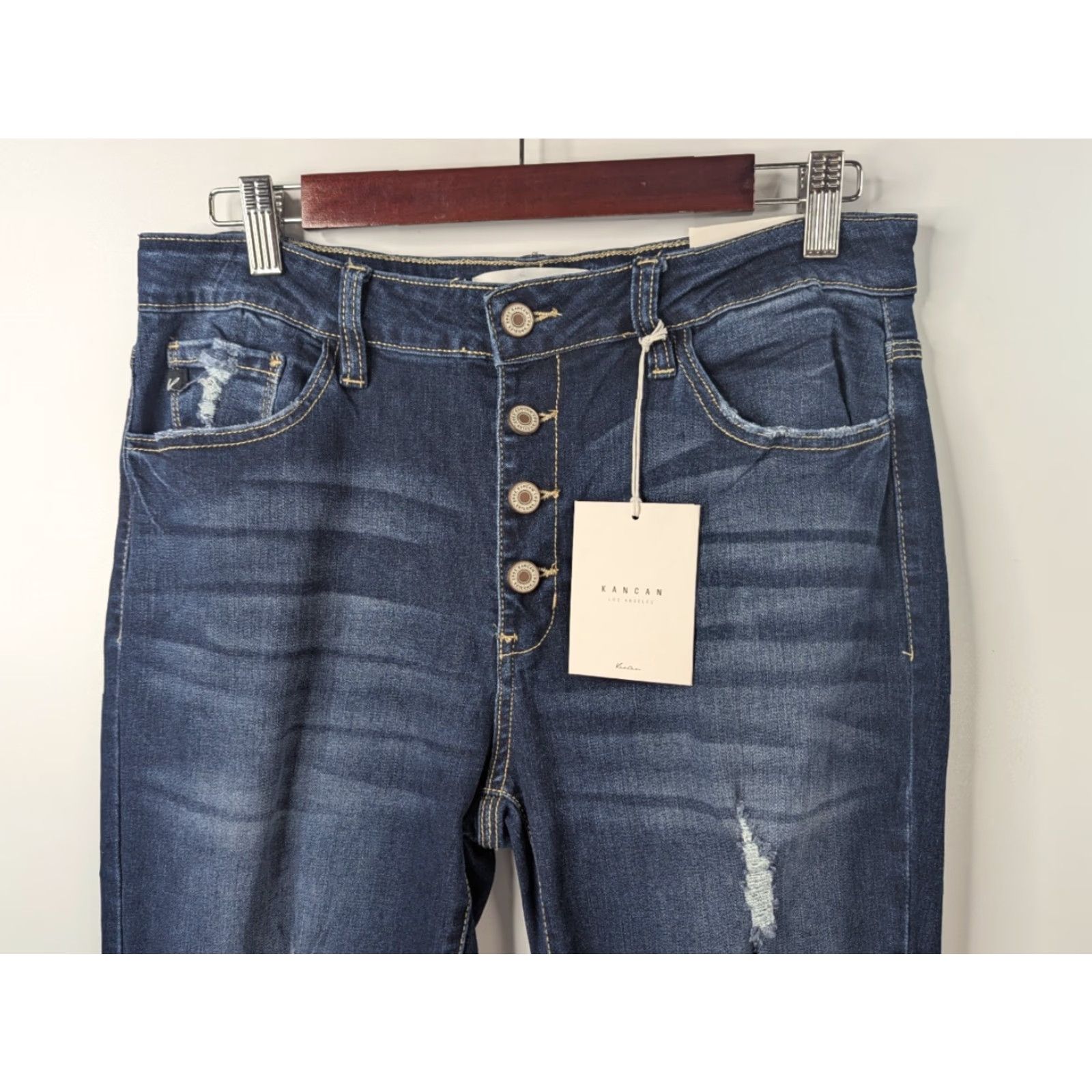 Vintage NWT KanCan Jeans High Rise Skinny Size 13/30 Distressed Button Fly Women Juniors Blue KC6192D Size 34" / US 12 / IT 48 - 3 Thumbnail