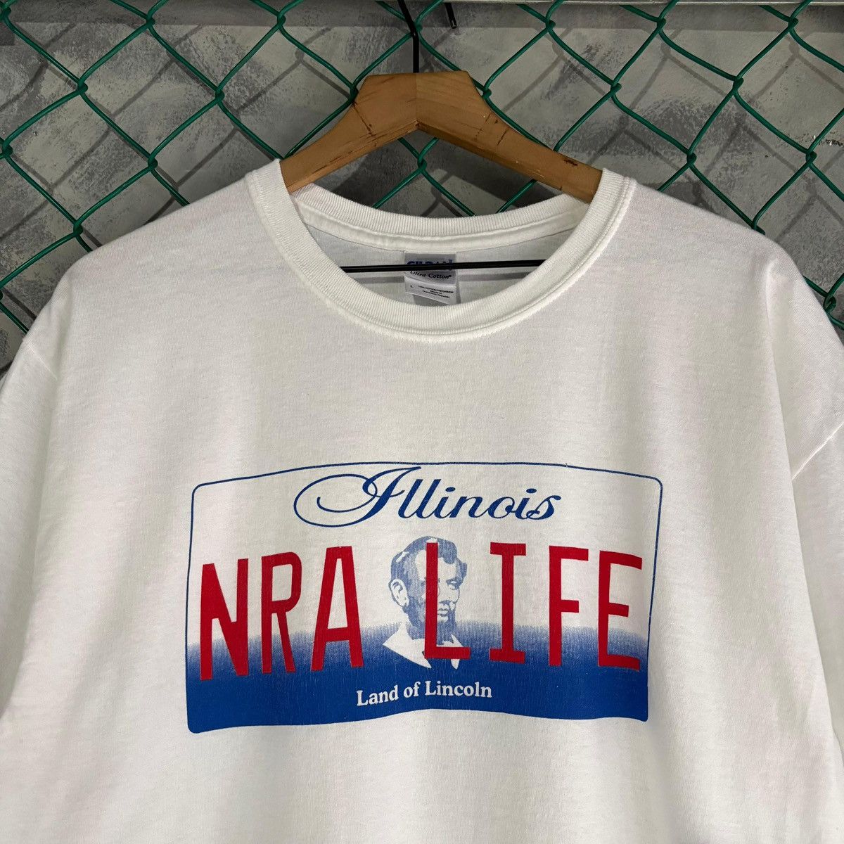 Gildan Vintage NRA T Shirt Mens - talla L White Abraham Lincoln Size US L / EU 52-54 / 3 - 2 Thumbnail