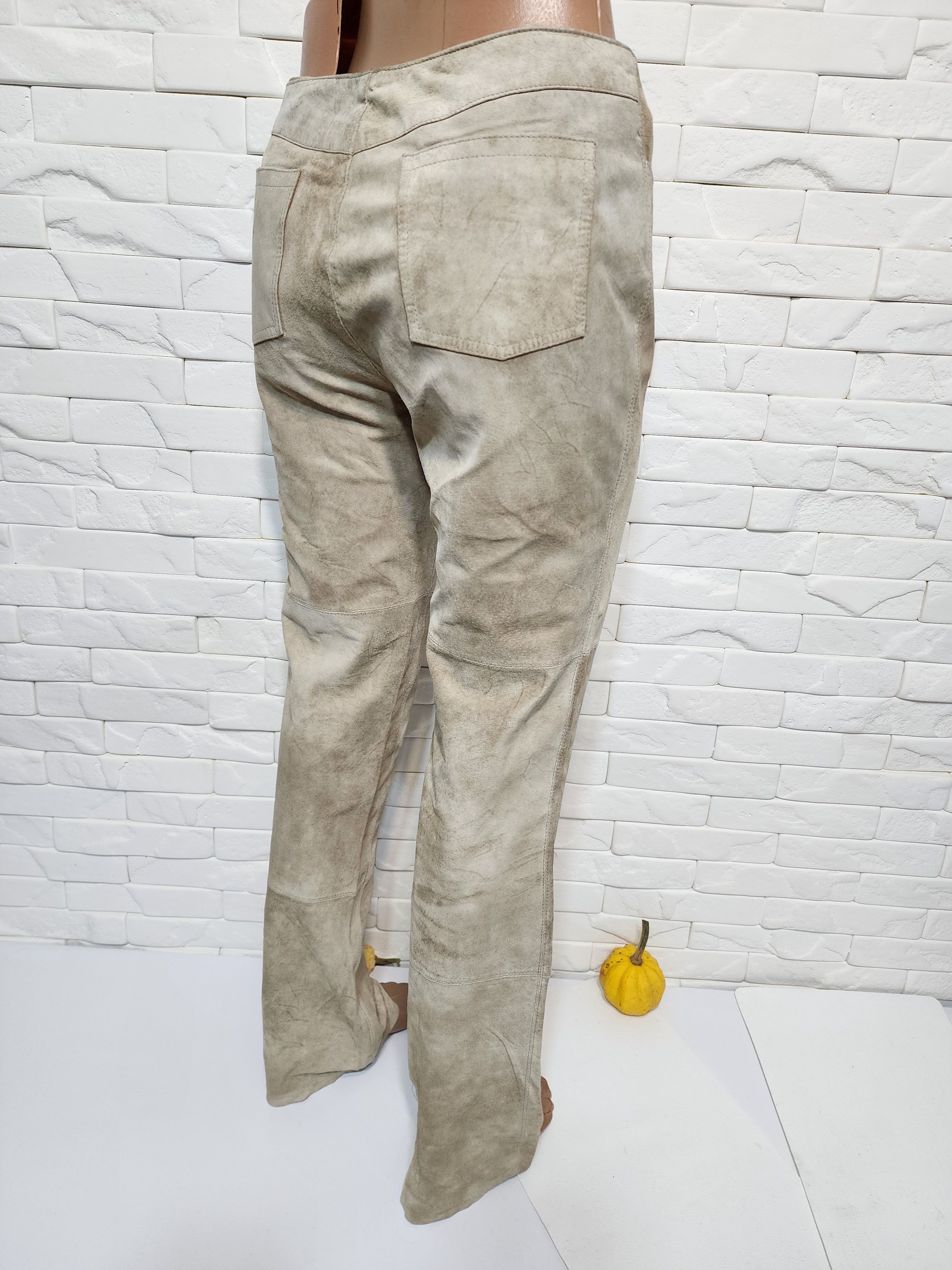 Genuine Leather Gray Leather Pants: Men's Soft Suede Trousers Size US 33 - 6 Thumbnail