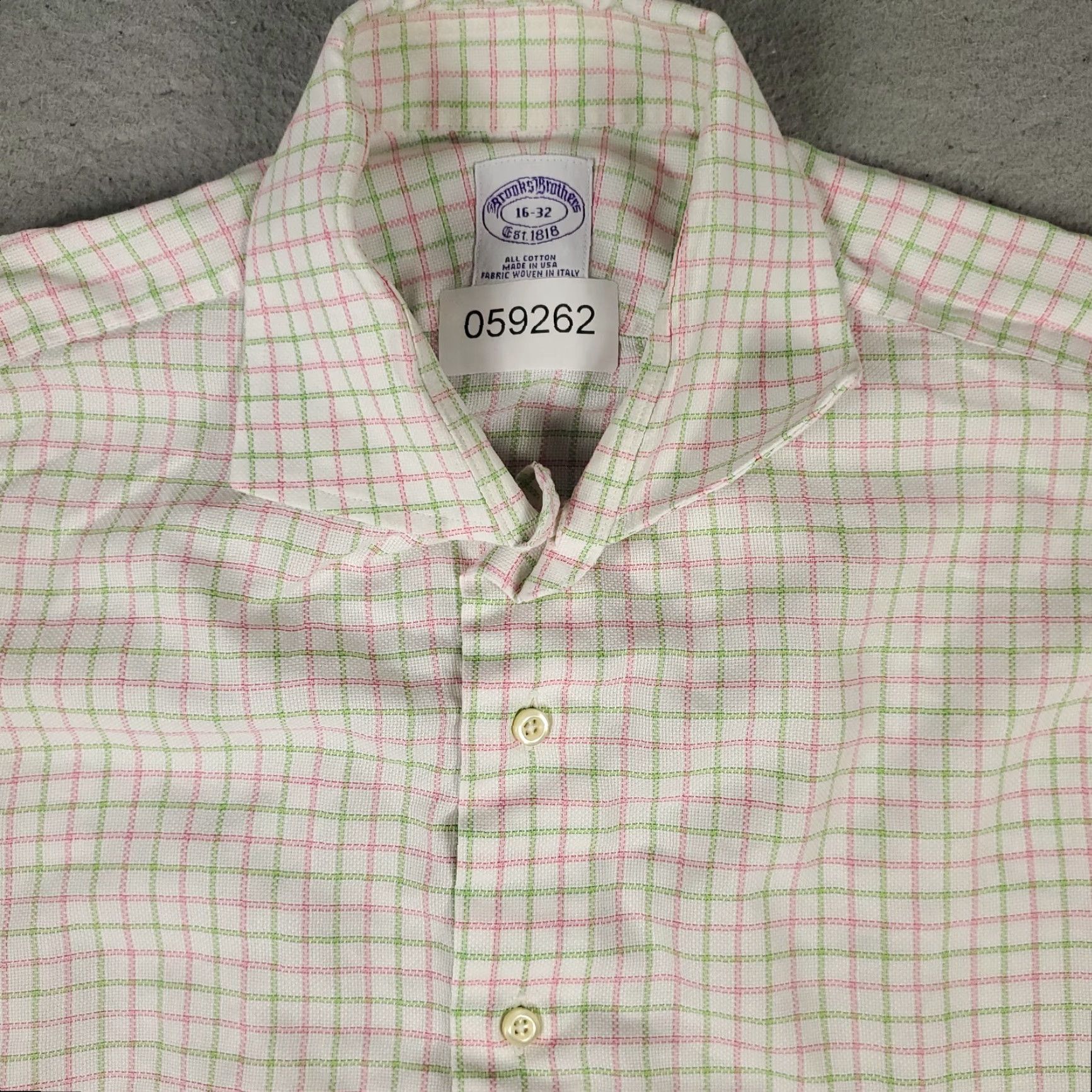 Brooks Brothers BROOKS BROTHERS Shirt Men 16 Green Pink Check French Cuff Dress Button Up Regular 100% Cotton Vintage: No Men Size 42R - 2 Thumbnail