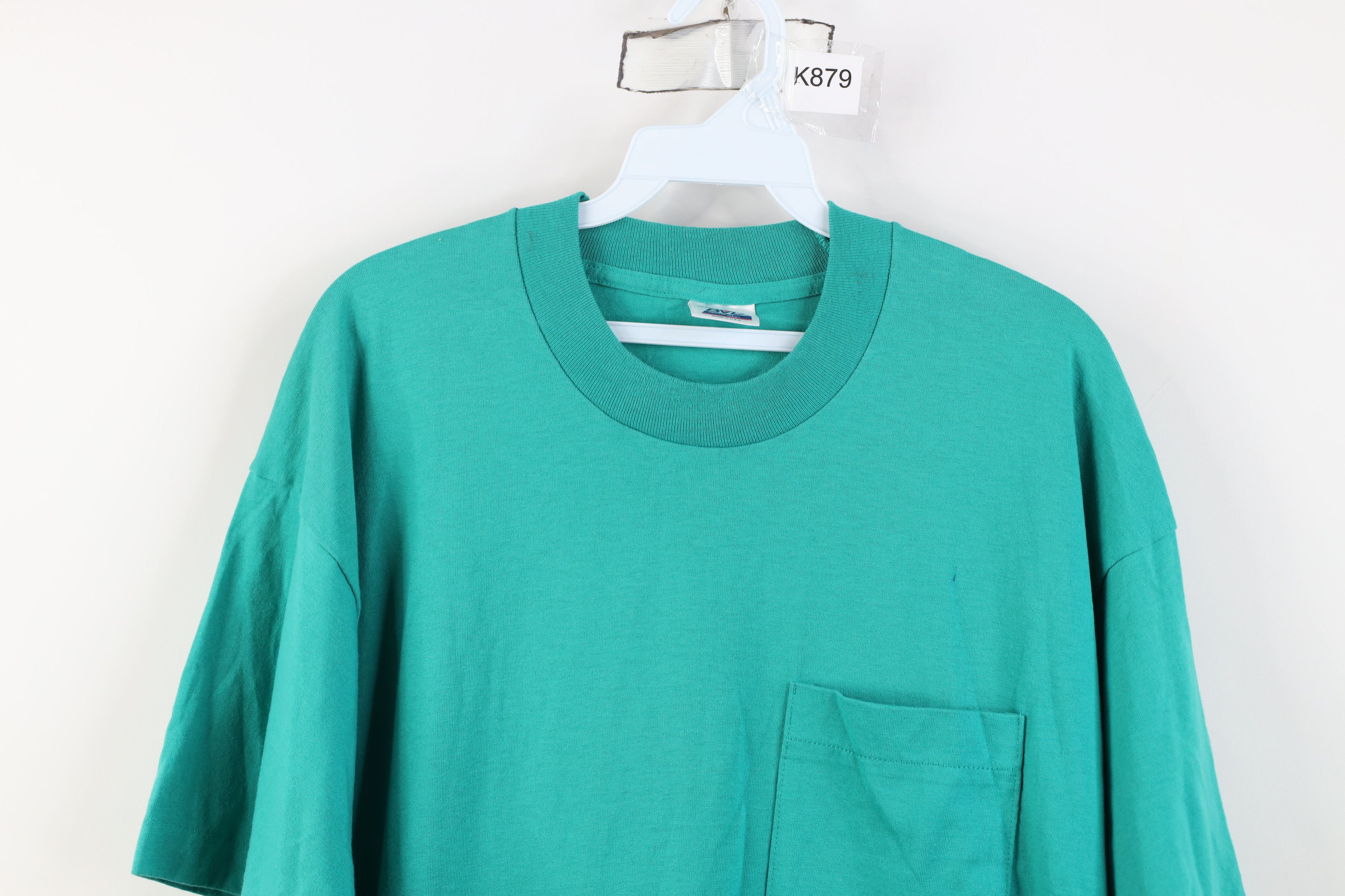 Vintage Vintage 90s Streetwear Pocket Short Sleeve T-Shirt Teal USA Size US XL / EU 56 / 4 - 2 Thumbnail