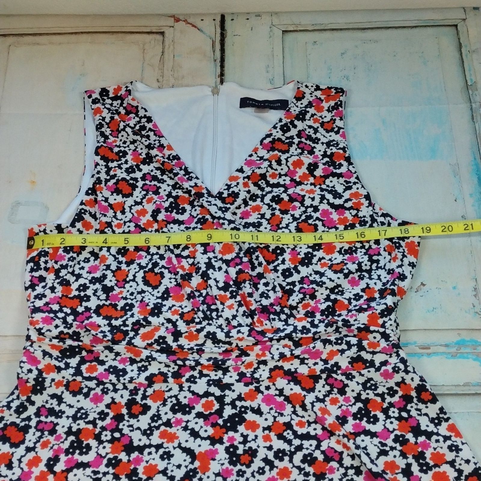 Tommy Hilfiger Tommy Hilfiger Navy Pink Orange Floral Flower Stretchy Dress Size XL / US 12-14 / IT 48-50 - 10 Thumbnail