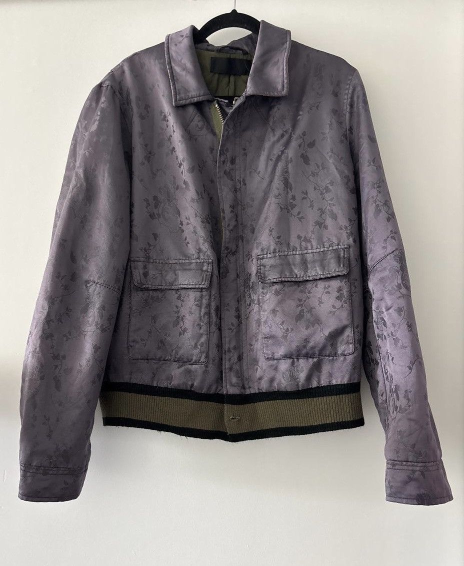 Haider Ackermann Purple-Grey Floral Embroidered Bomber