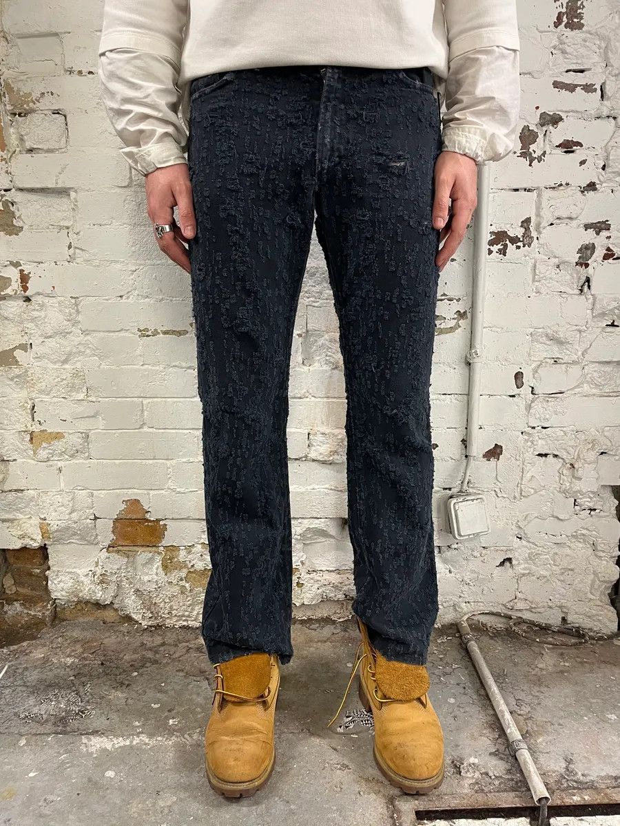 Versace SS2005 Versace Black Distressed Effect Denim Jeans Size US 30 / EU 46 - 2 Thumbnail