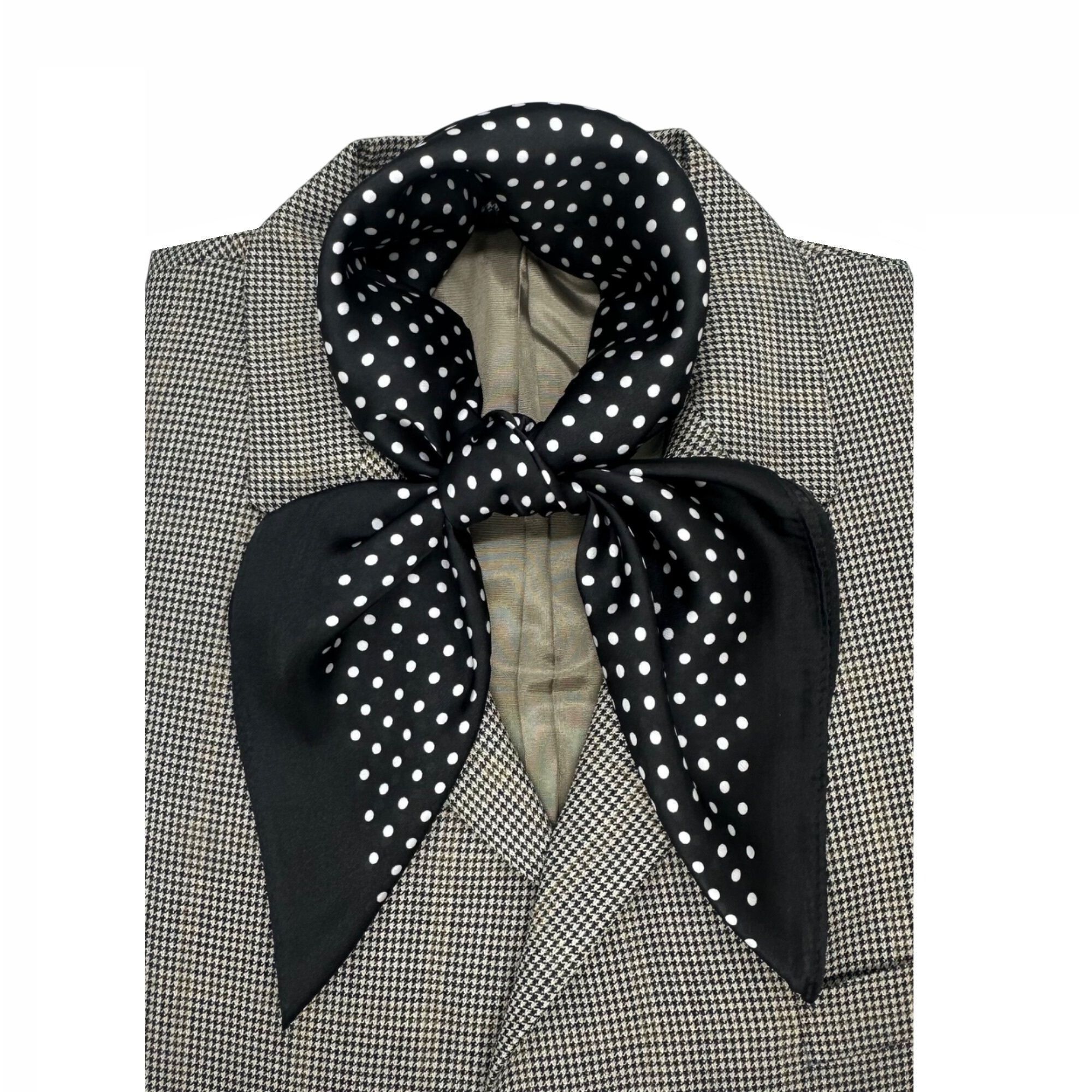 Other ✨Luxury Elegant Silky Soft Scarf Black White Polka Dot Squar Size ONE SIZE - 2 Thumbnail