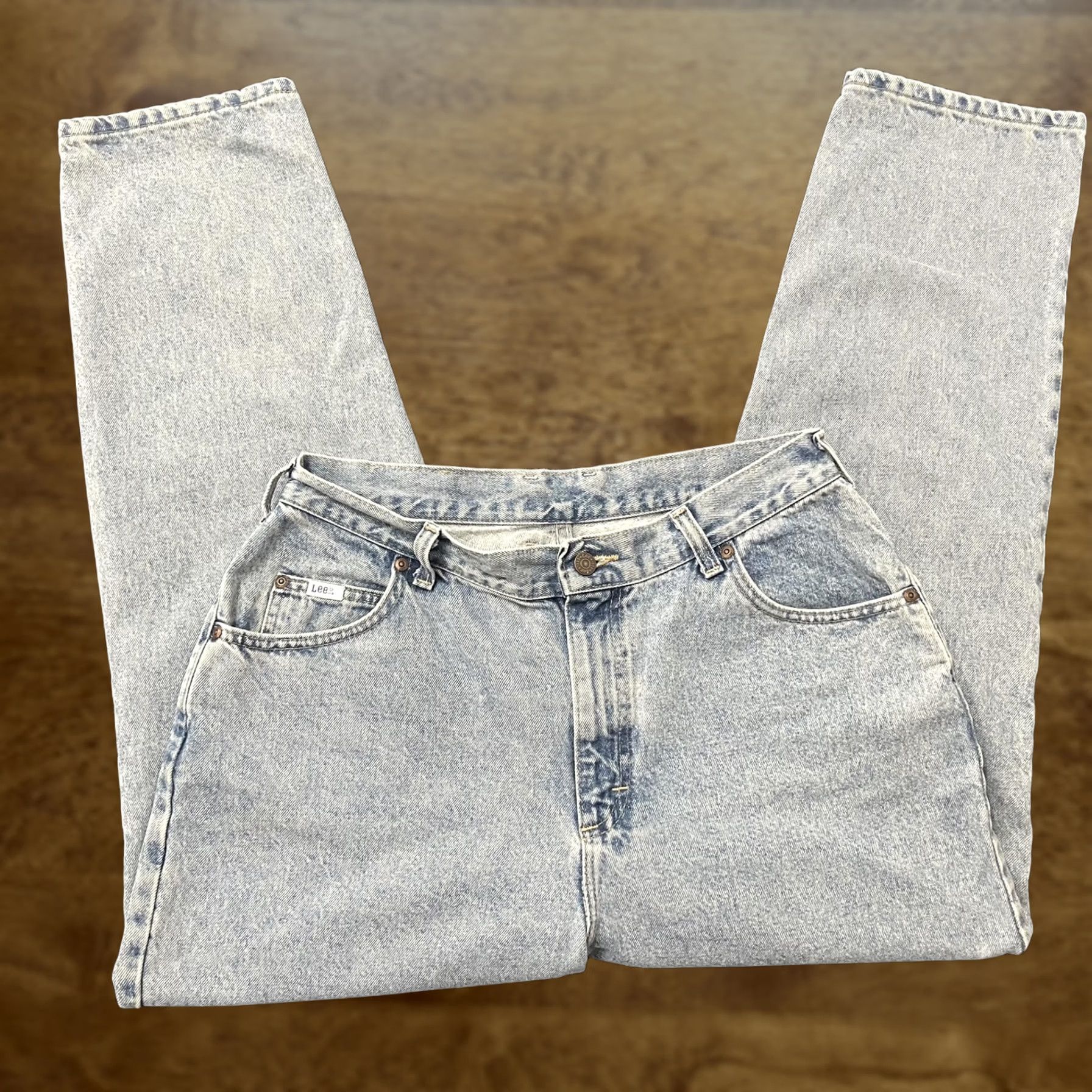 Lee VINTAGE Lee Jeans Womens 28P Blue Acid Wash High Rise Tapered Denim Mom Jeans Size 28" / US 6 / IT 42 - 1 Thumbnail