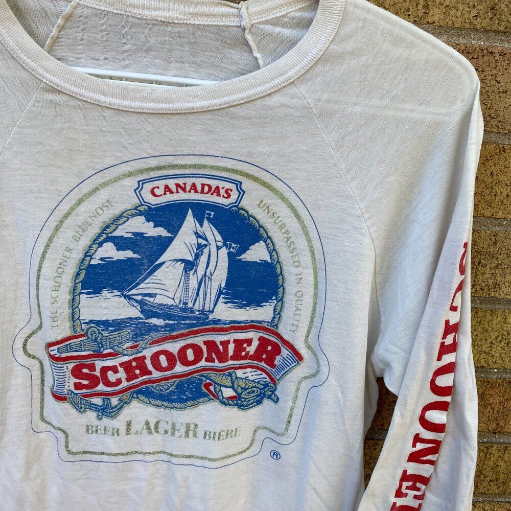 Vintage Vintage 1973 Schooner Beer Lager Promo T Shirt Large White Size US L / EU 52-54 / 3 - 5 Thumbnail