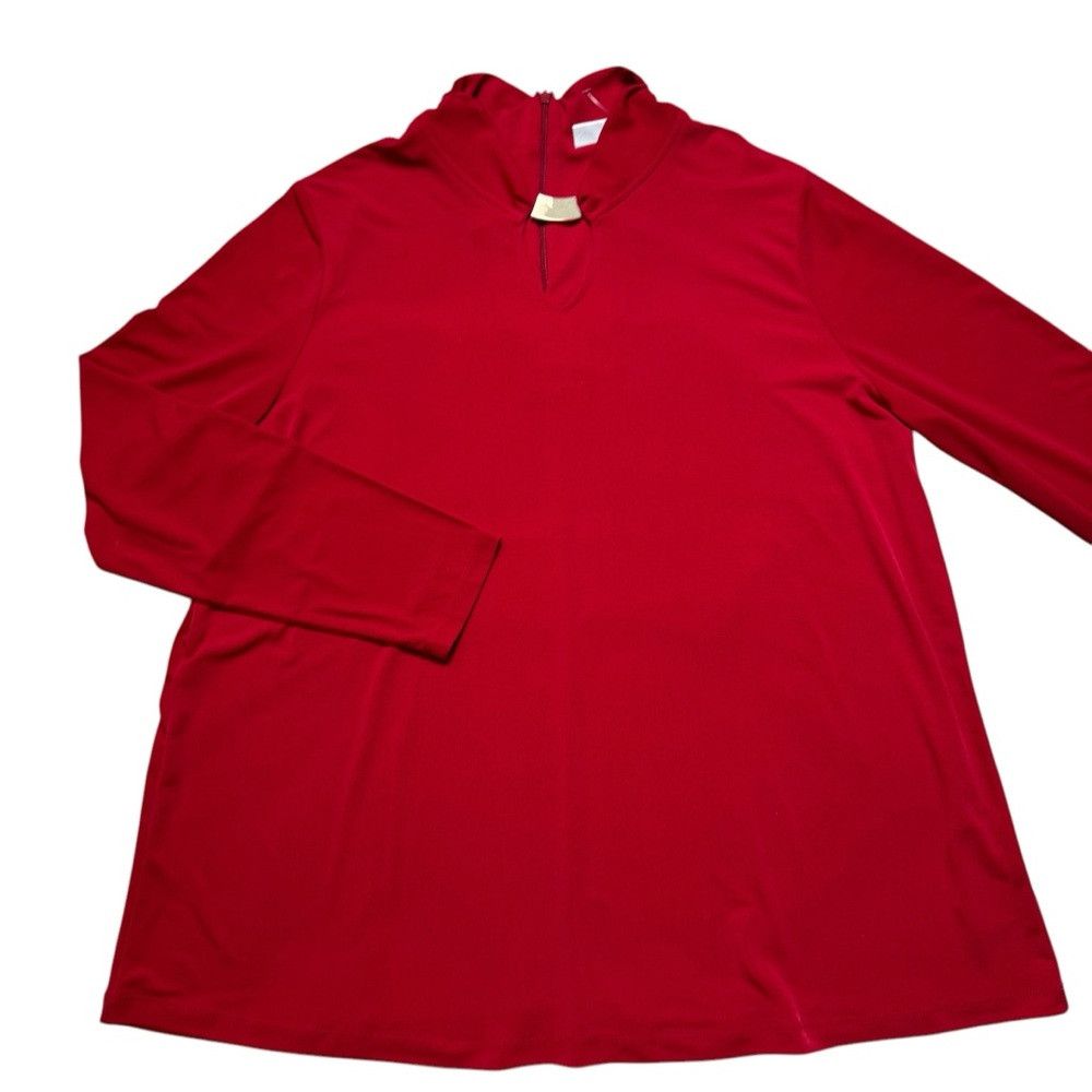 Other New Susan Graver Liquid Knit Long Sleeve High Neck Red Top Size L / US 10 / IT 46 - 5 Thumbnail