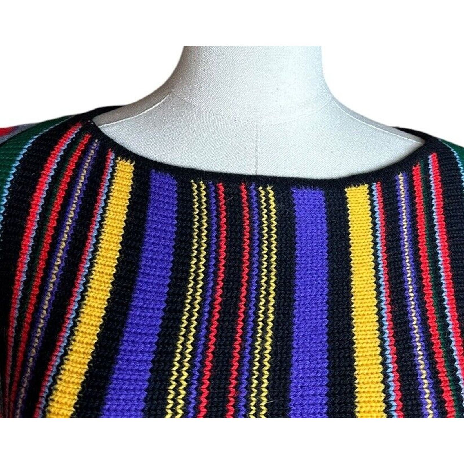 Other Vtg 70s Rainbow Striped Tunic Sweater Short Sleeve Belted S? Size S / US 4 / IT 40 - 2 Thumbnail