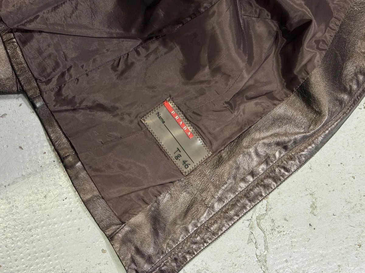 Prada AW2008 Prada Brown Plissed Leather Biker Jacket Size M / US 6-8 / IT 42-44 - 8 Thumbnail