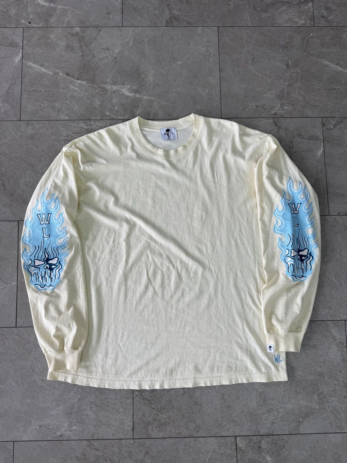 Warren Lotas Warren Lotas Flaming Skull Cream Longsleeve Shirt Size US XL / EU 56 / 4 - 1 Thumbnail