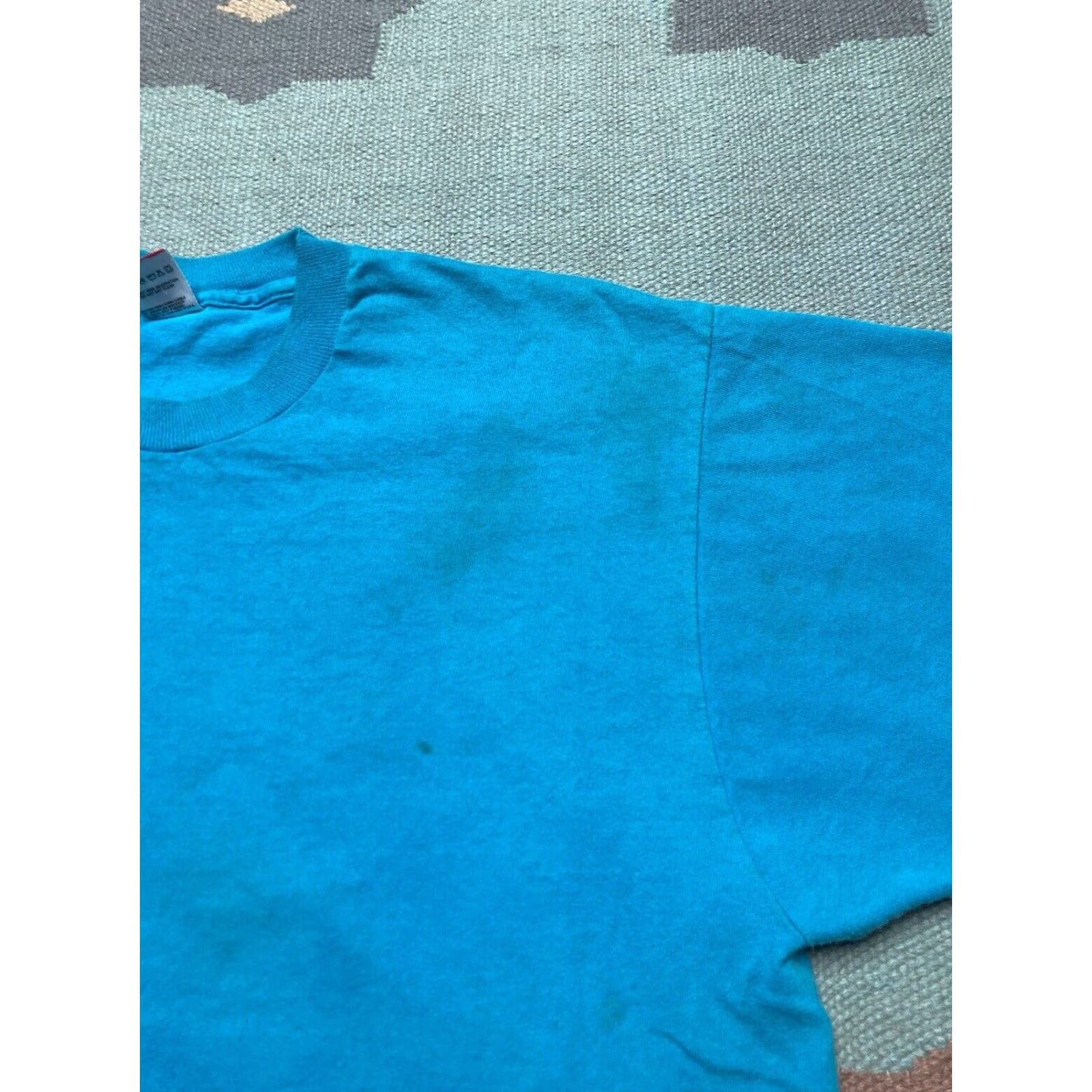 Fruit Of The Loom VINTAGE 90s Fruit of the Loom T-Shirt Men XL Cotton Teal Blue Single Stitch Size US XL / EU 56 / 4 - 2 Thumbnail