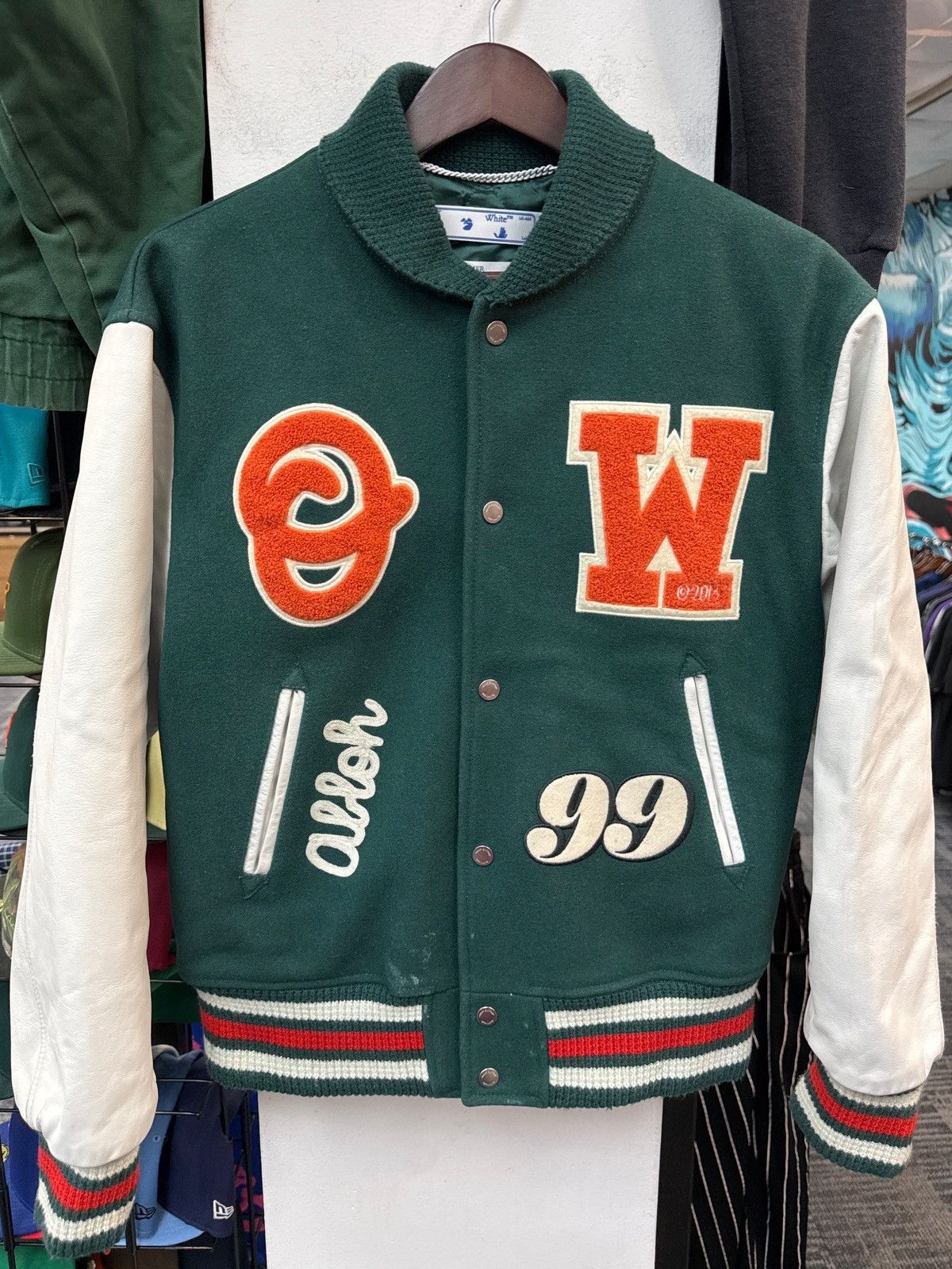 Off-White Off-White Barrel Leather Varsity Jacket Size US S / EU 44-46 / 1 - 1 Thumbnail