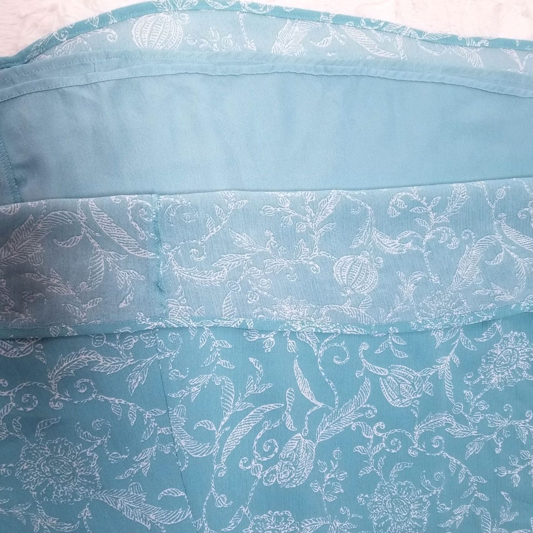 Vintage Appleseed's Skirt Floral Pull-On Elastic Waist Size 16W Sky Blue Womens Knee Length Size 38" / US 16 / IT 52 - 6 Thumbnail