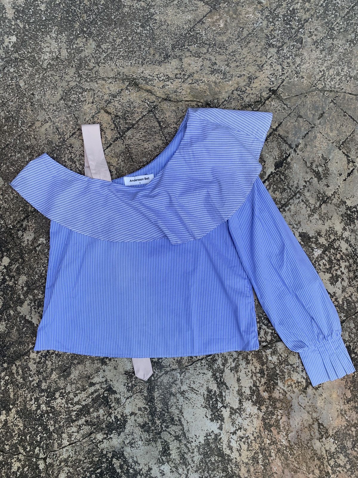 Andersson Bell × Designer Andersson Bell Unbalance Flounce Stripe Blouse Top Size M / US 6-8 / IT 42-44 - 1 Thumbnail