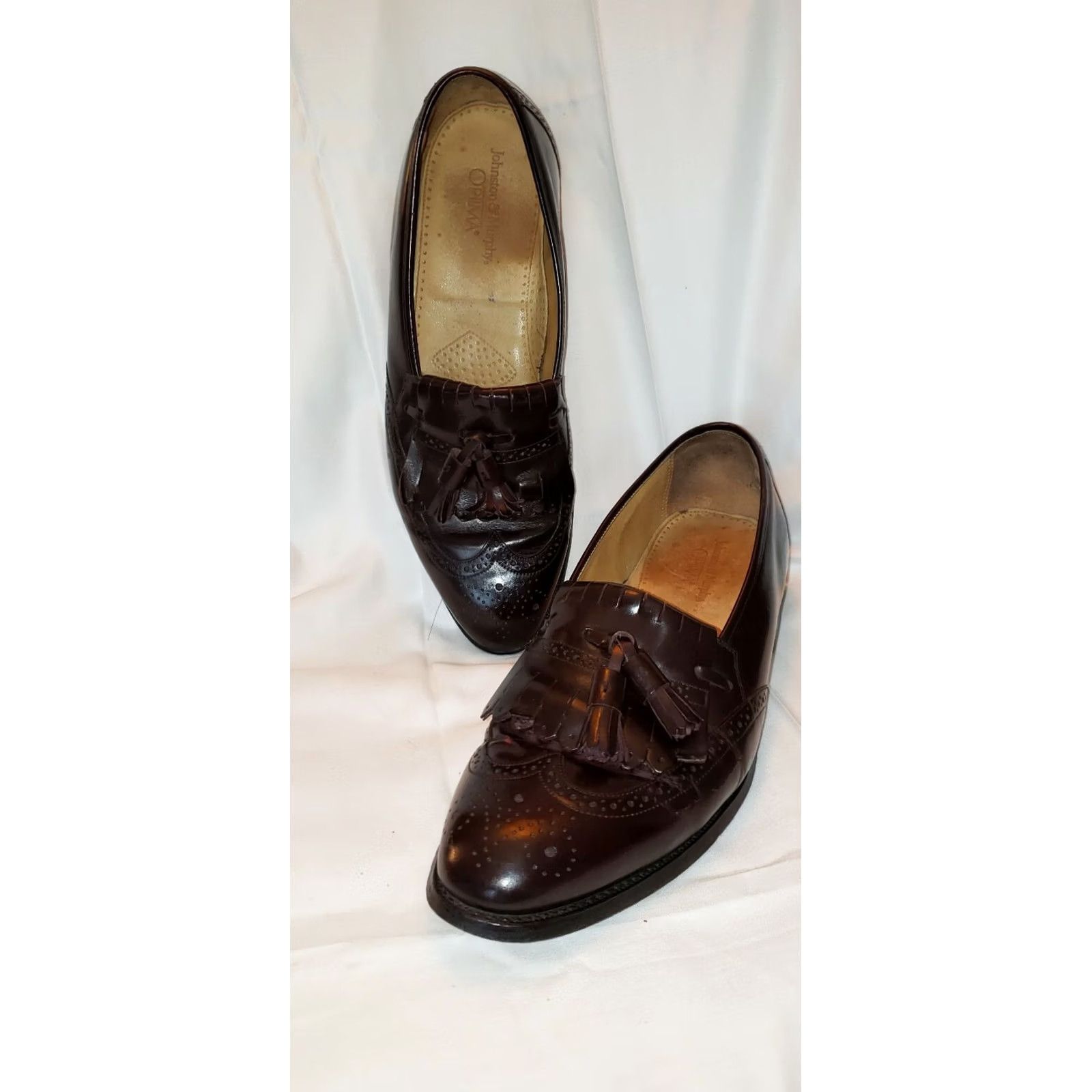 Johnston & Murphy Johnston & Murphy Optima Mens 11.5D Loafer Kilt Tassels Wingtip Burgundy Dark Brown Dress Leather Slip On Shoes Size US 12 / EU 45 - 2 Thumbnail