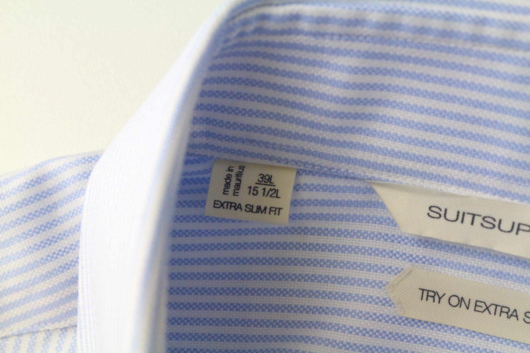 Suitsupply 39L/15 1/2L Extra Slim Blue Cotton Striped Shirt 77028 Size 38R - 5 Thumbnail