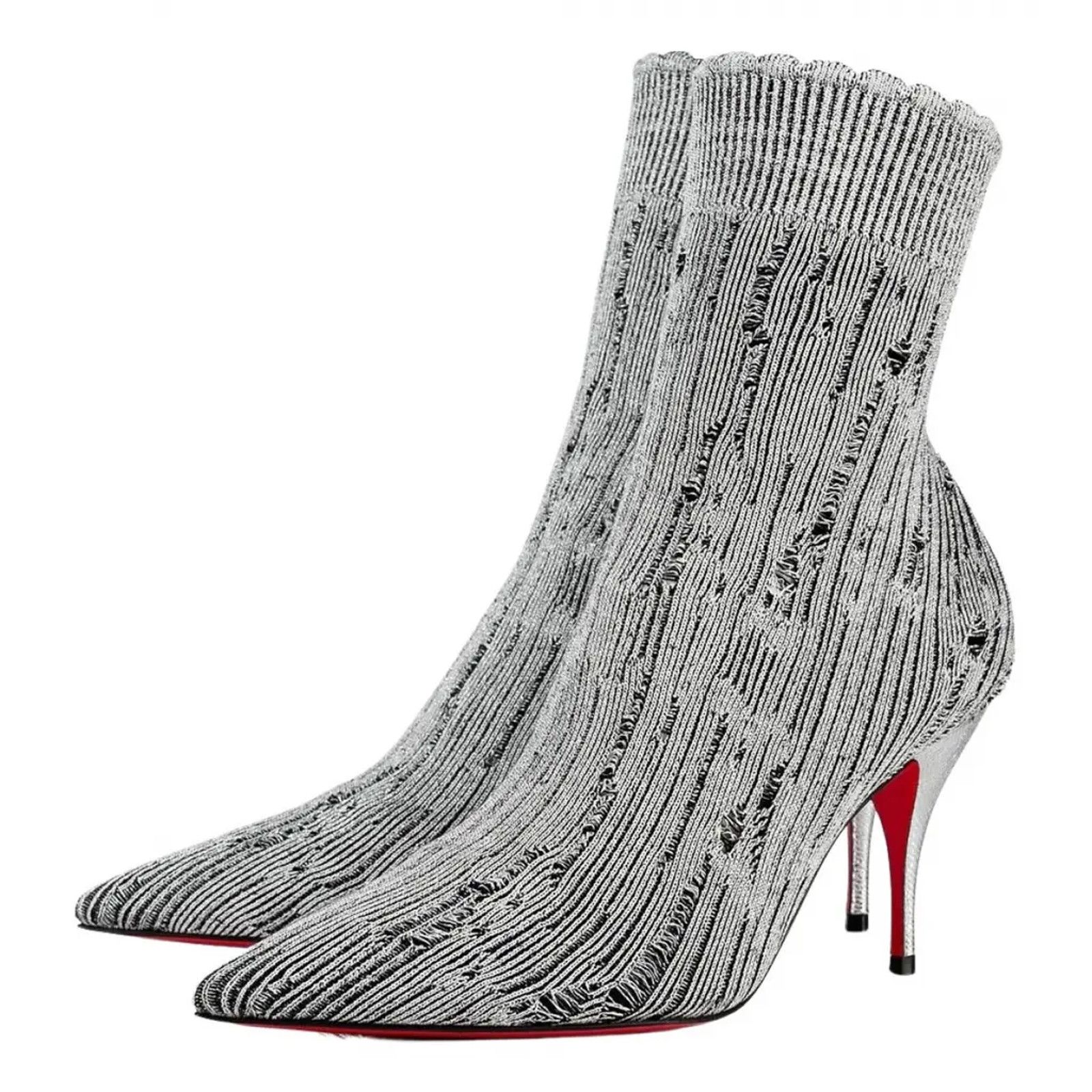Christian Louboutin Christian Louboutin Sandrine 80 Silver Stretch Sock Kitten Size US 6 / IT 36 - 1 Thumbnail