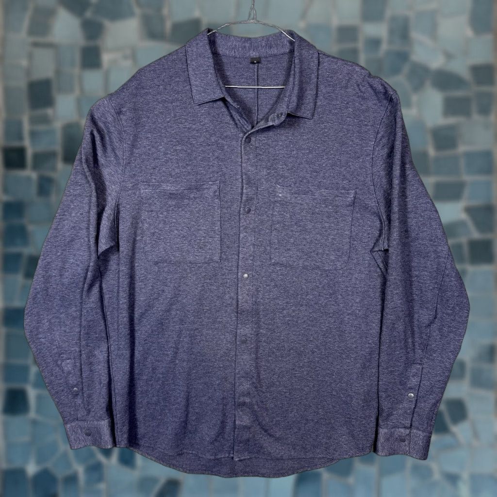 Lululemon Lululemon Shirt Mens XL Soft Knit Overshirt Snap Shacket LM3CZMS Heather Blue Size US XL / EU 56 / 4 - 1 Thumbnail