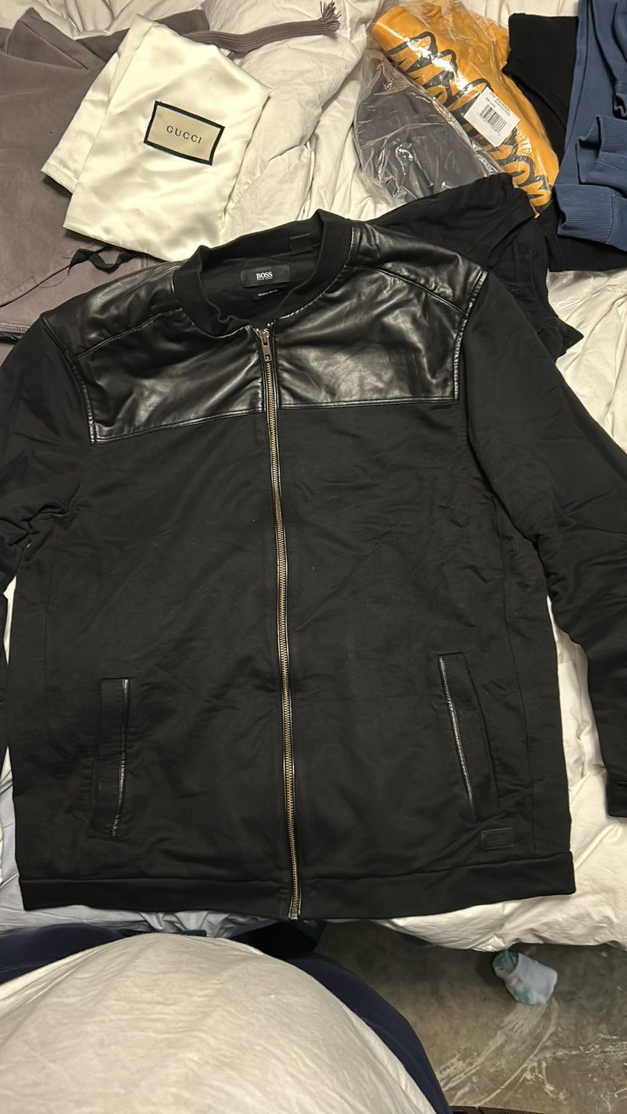 image of Hugo Boss Light Weight Bomber Jacket in Black, Men's (Size XL)