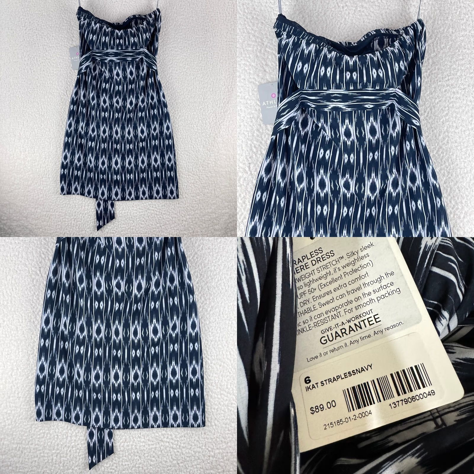 Athleta Athleta Blue Ikat Strapless Anywhere Dress Womens Size 6 Pullover Stretch Short Sundress Belted Machine Washable Size M / US 6-8 / IT 42-44 - 9 Thumbnail