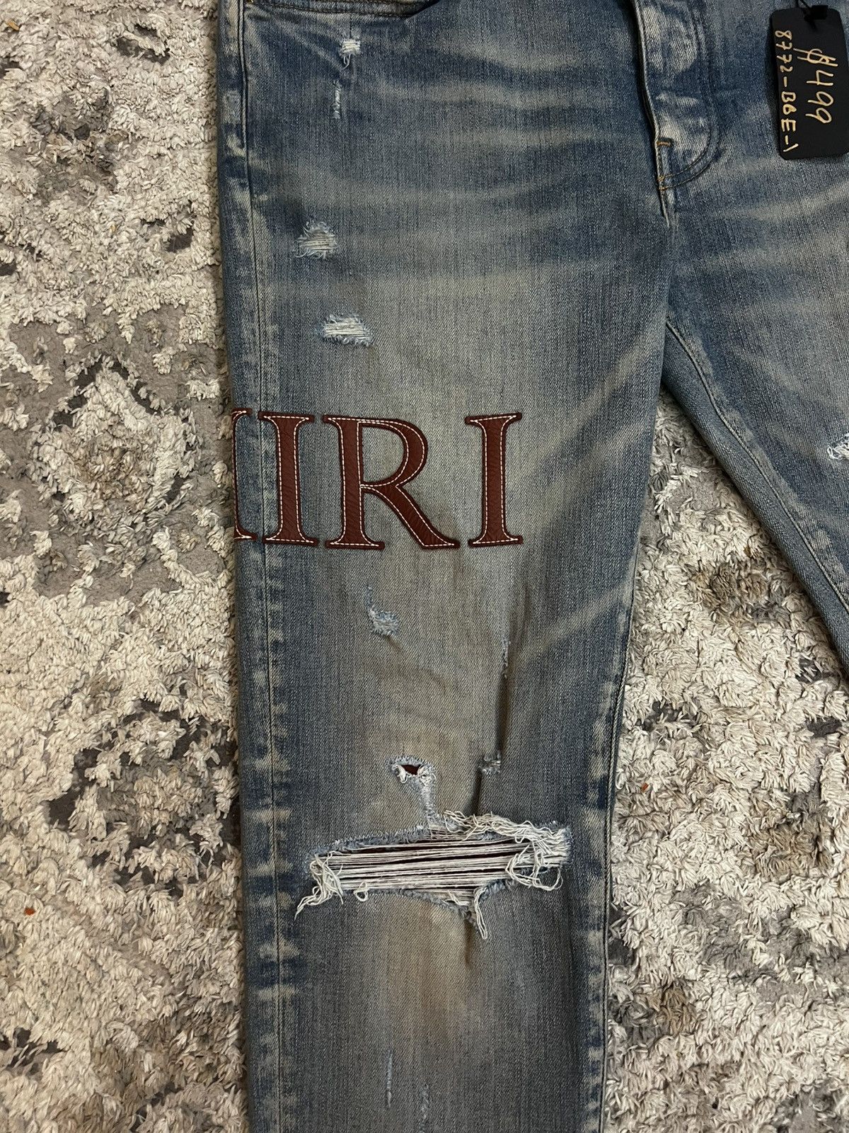 Amiri Amiri MX1 Distressed Blue Denim Jeans Thigh Patch –Size 38 . Size US 38 / EU 54 - 2 Thumbnail