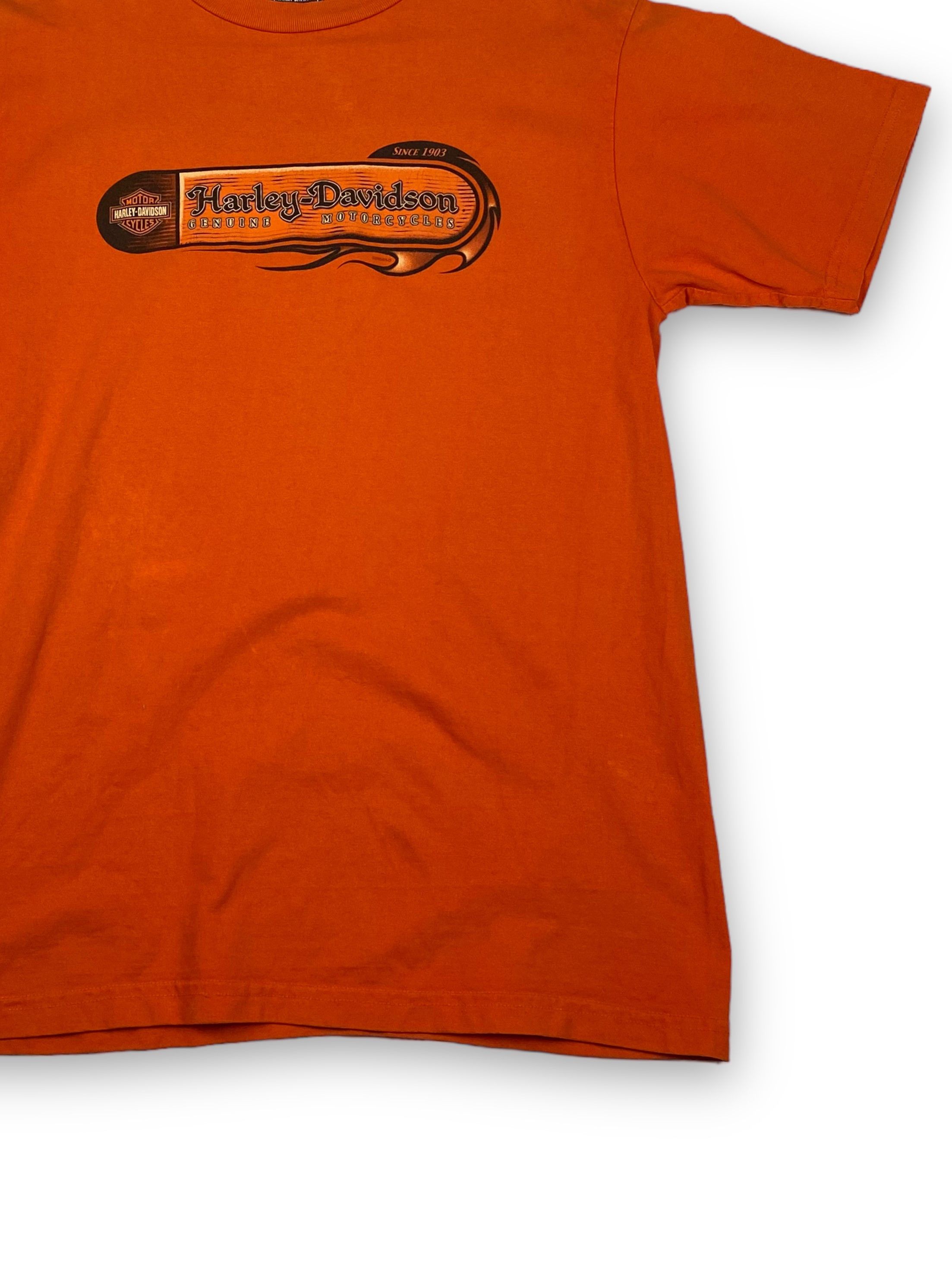 Harley Davidson Vintage HARLEY DAVIDSON US Made Big Logo Orange T-Shirt M745 Size US L / EU 52-54 / 3 - 2 Thumbnail