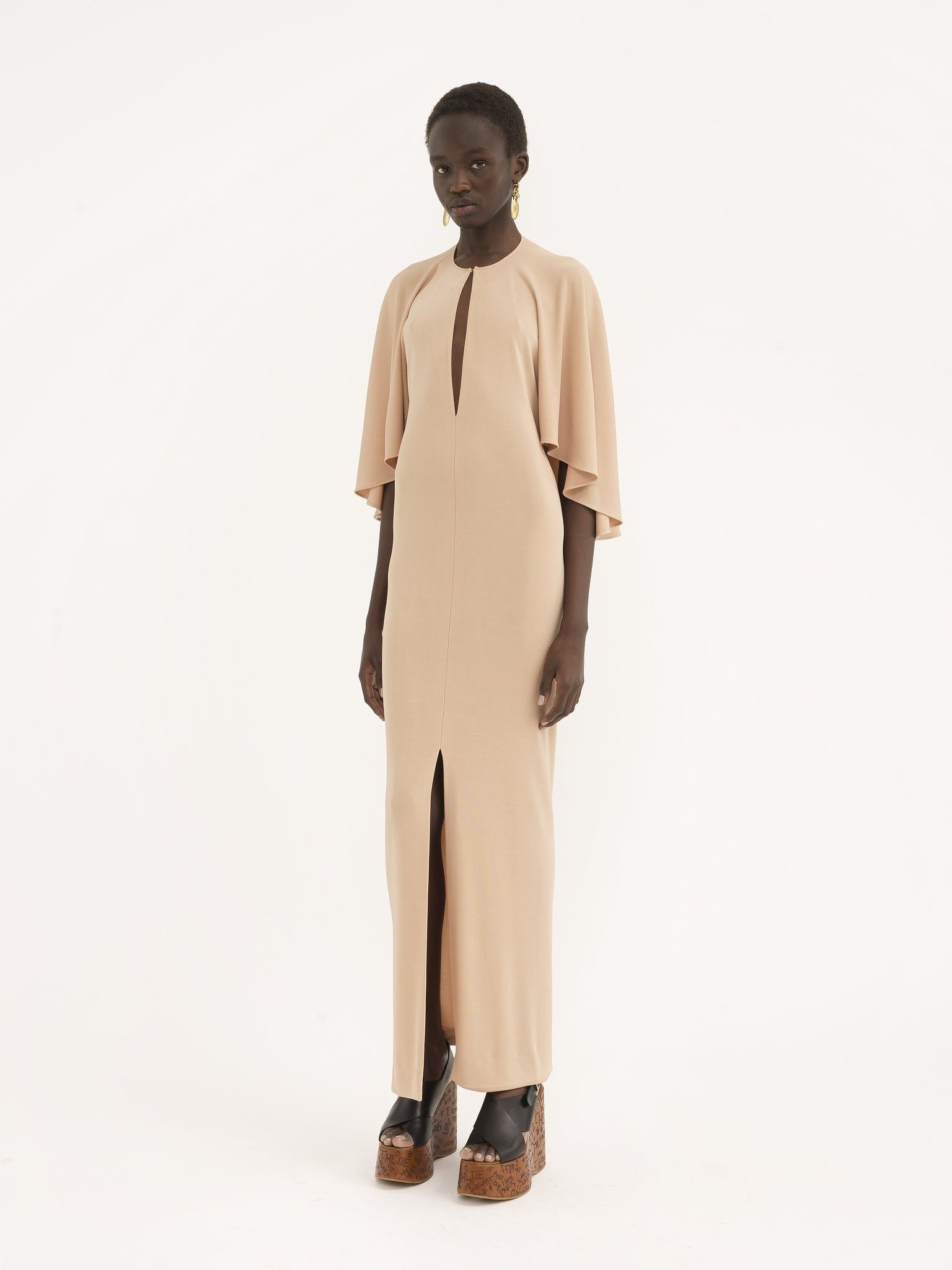 Chloe o1loc1c11025 Long Cape Dress in Delicate Pink Size S / US 4 / IT 40 - 3 Thumbnail