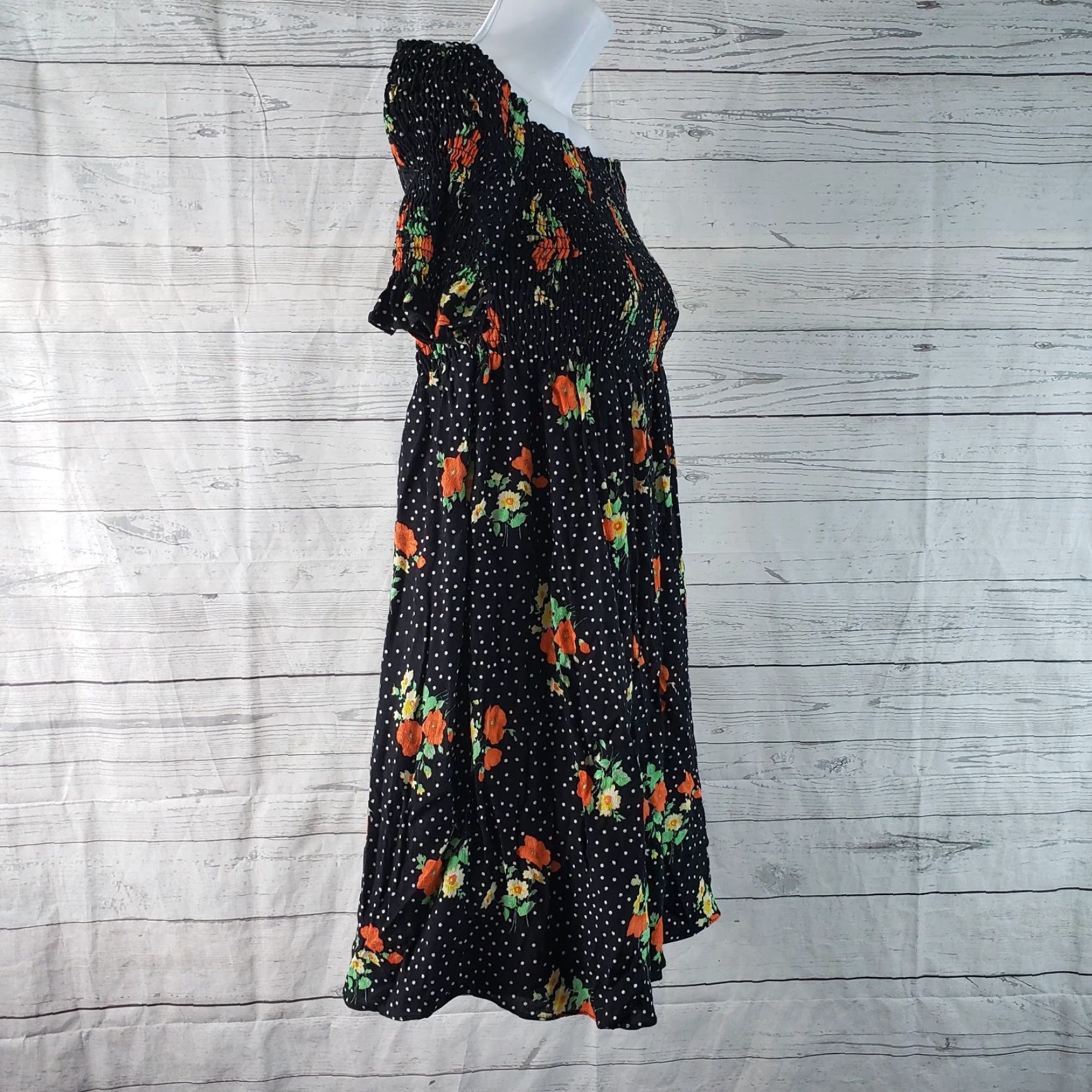 Zara Zara Women's Black Smocked Floral Off the Shoulder Mini Dress Sz Medium User: Zara Women's Black Smocked Floral Off the Shoulder Mini Dress Sz Medium Size M / US 6-8 / IT 42-44 - 3 Thumbnail
