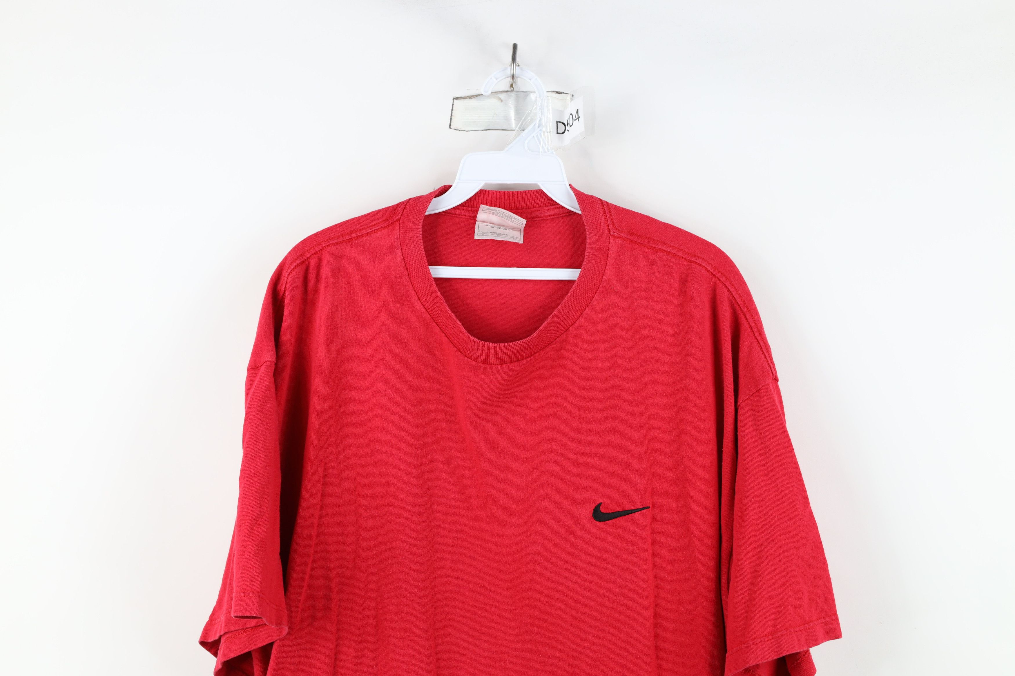Nike × Vintage Vintage 90s Nike Scott Mini Swoosh T-Shirt Red Cotton USA Size US XL / EU 56 / 4 - 2 Thumbnail