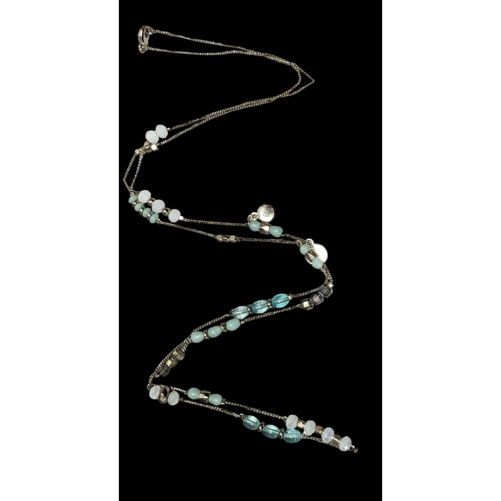 Other Minimalist Blue And Gold Beaded Station Necklace Size ONE SIZE - 1 Thumbnail