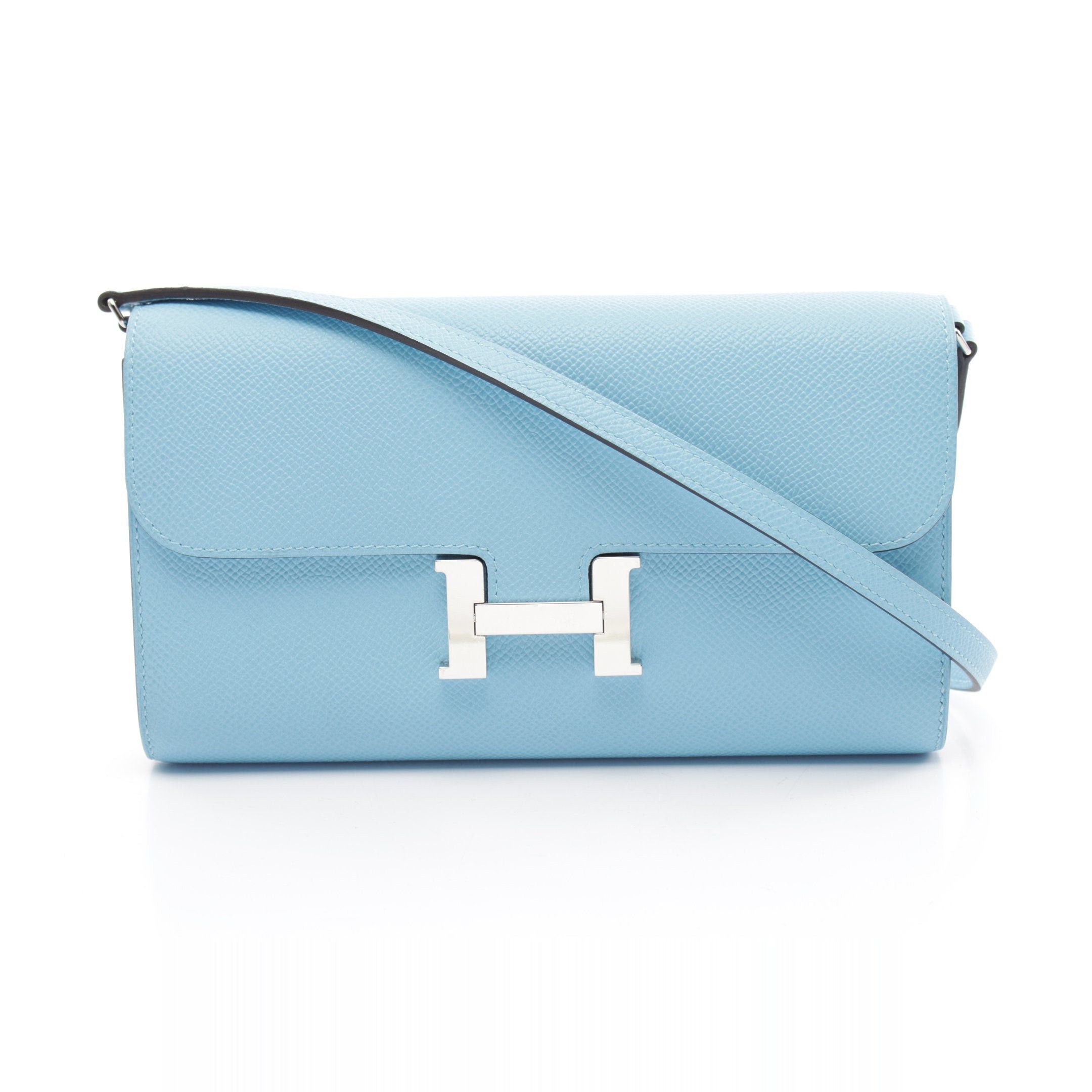 Hermes Hermes Constance Long Too Go Celeste Shoulder Wallet Veau Epsom Light Blue Silver Hardware Double Engraved Size ONE SIZE - 1 Thumbnail